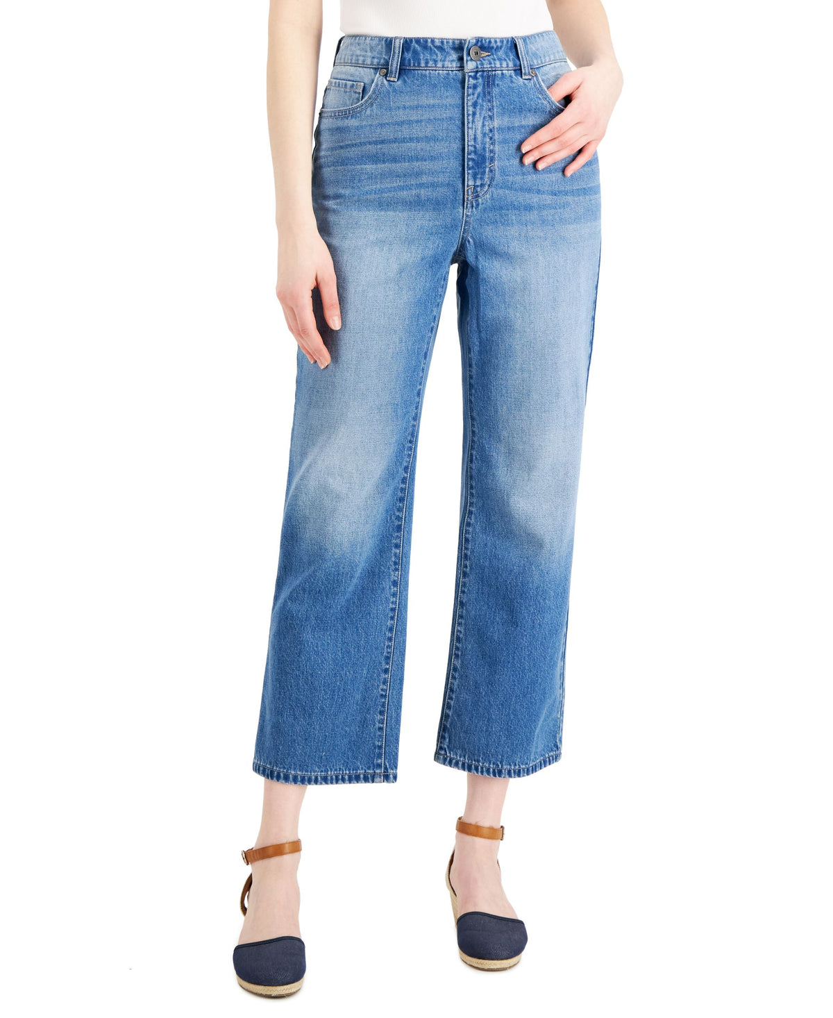 Style & Co Slouchy Fit High Rise Cropped Jeans