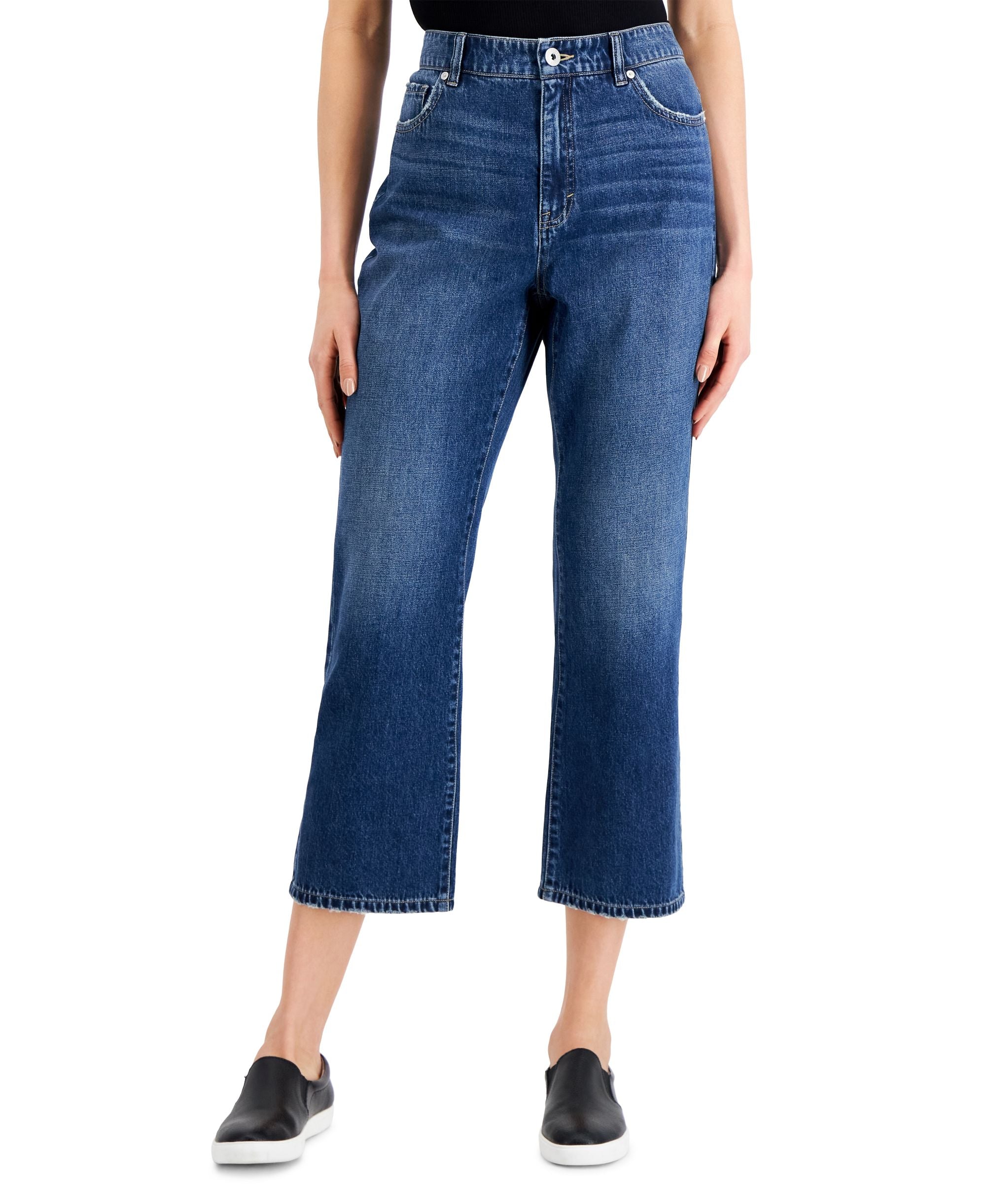 Style & Co Slouchy Fit High Rise Cropped Jeans