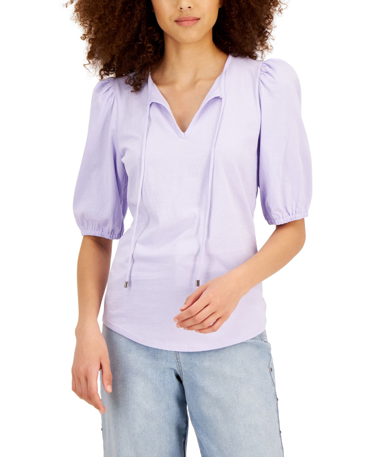 INC International Concepts Cotton Puff Sleeve Top
