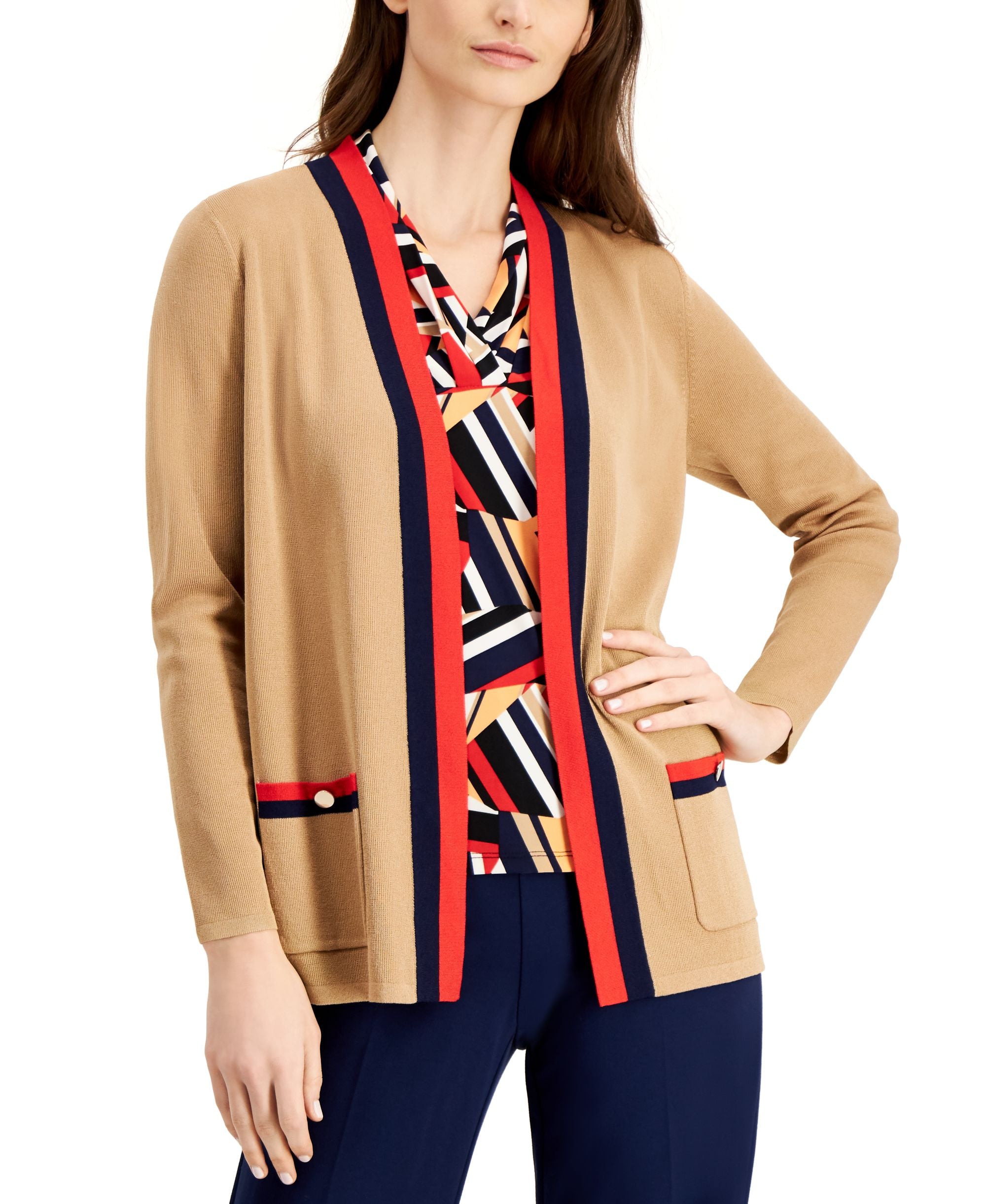 Anne Klein Petite Malibu Piped Cardigan
