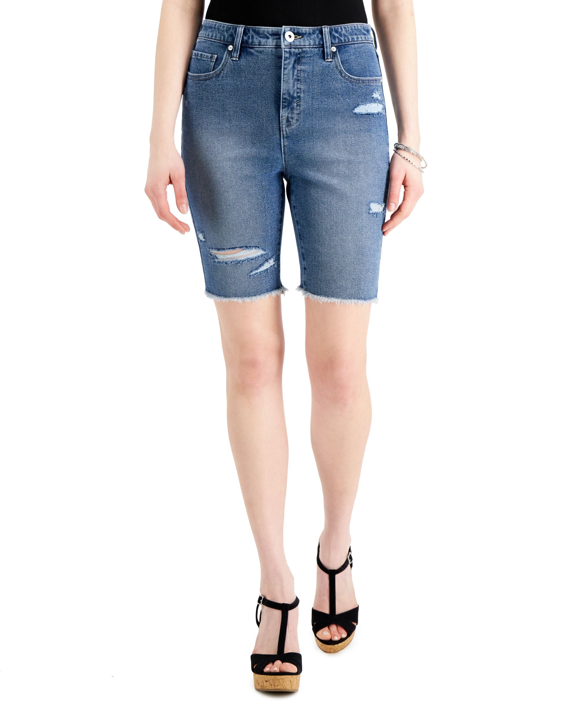 Style & Co Ripped Denim Bermuda Shorts