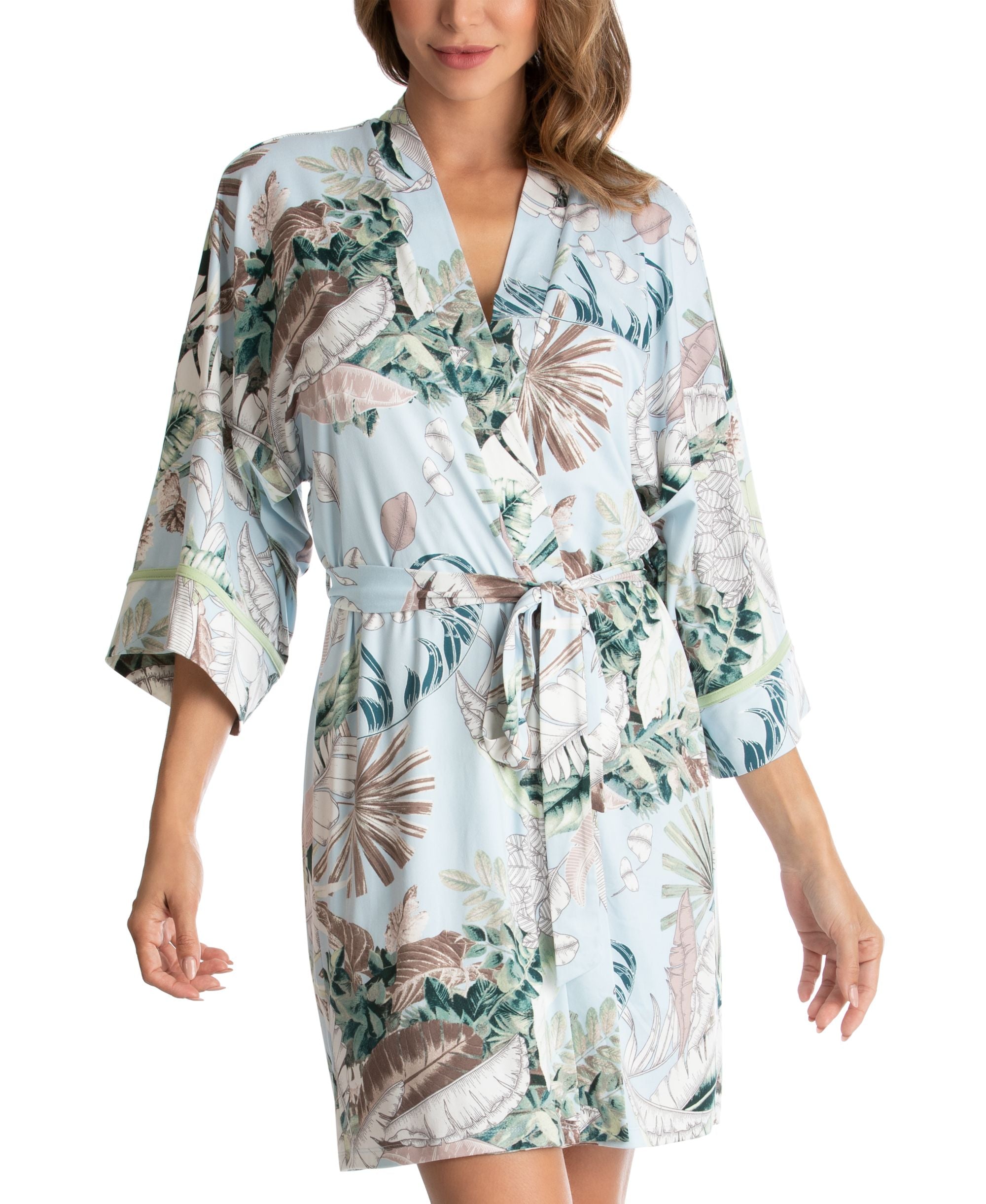 Linea Donatella Palm Garden Knit Wrap Robe
