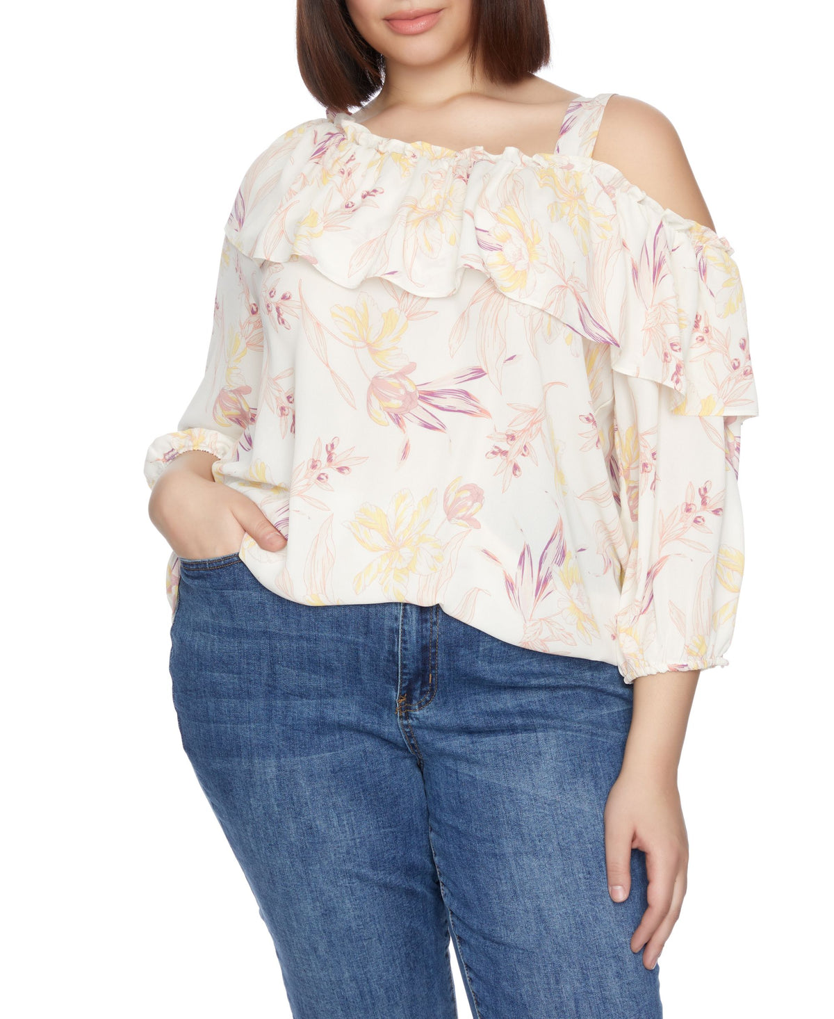 Plus Size Ruffle One Shoulder Top