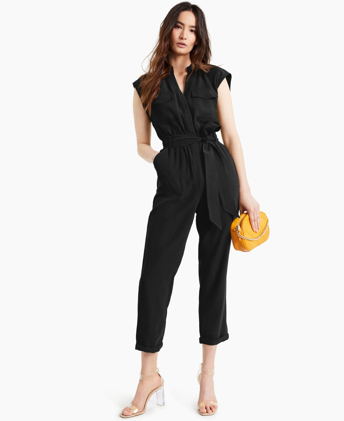 INC International Concepts Womens Belted Jumpsuit