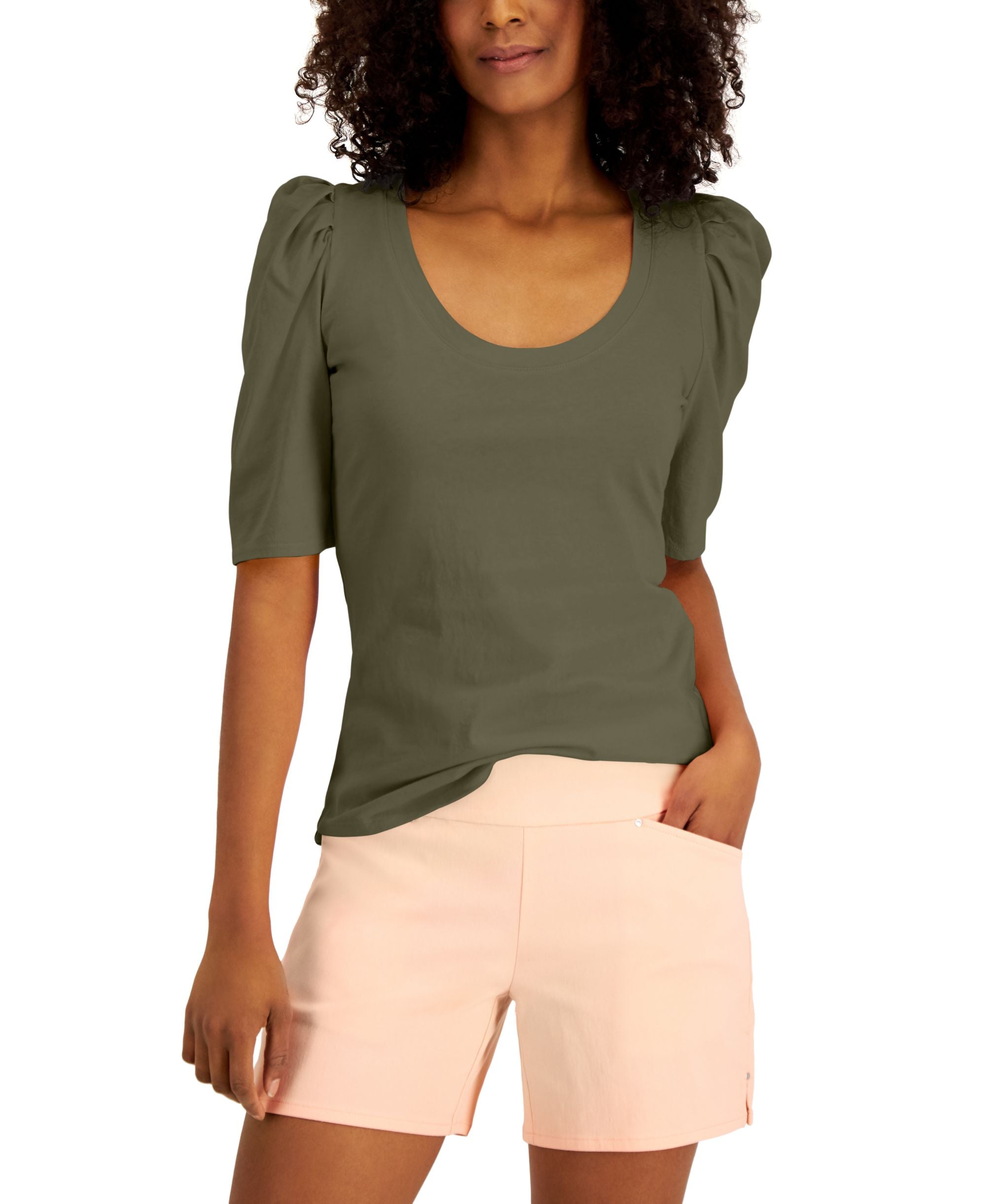 INC International Concepts Cotton Puff Sleeve Top