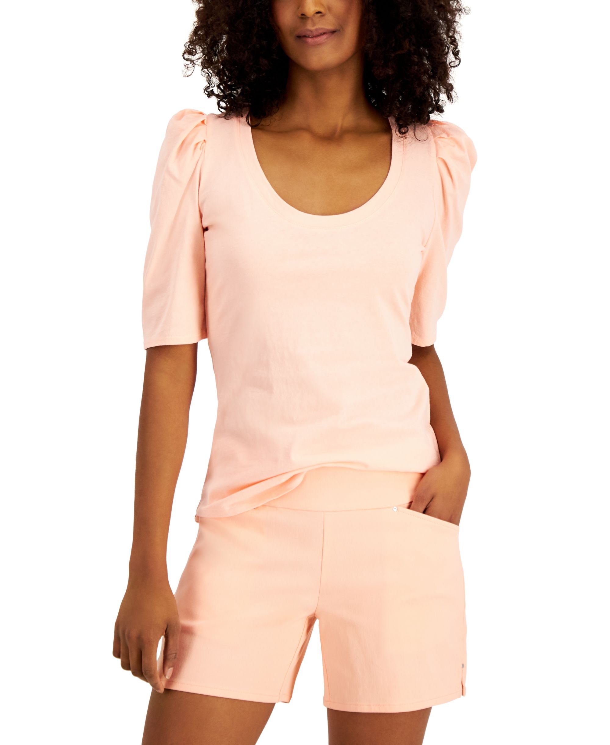 INC International Concepts Cotton Puff Sleeve Top