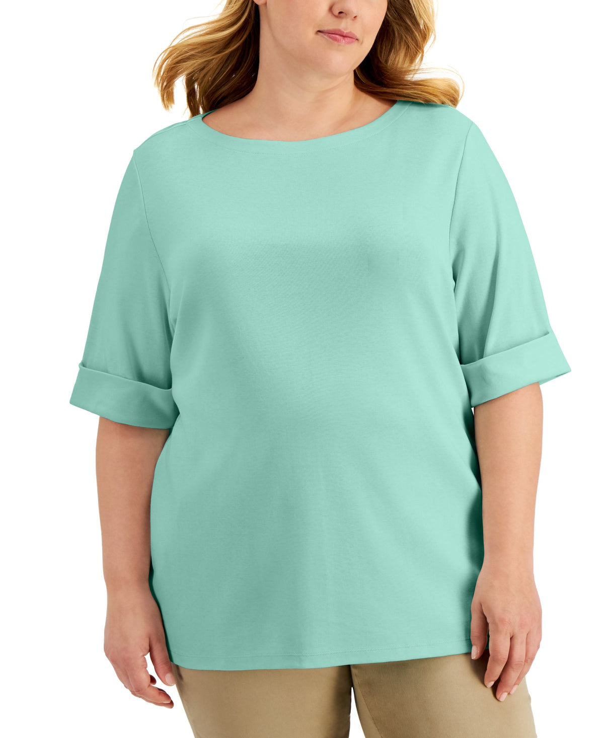 Karen Scott Plus Size Cotton Elbow Sleeve Top