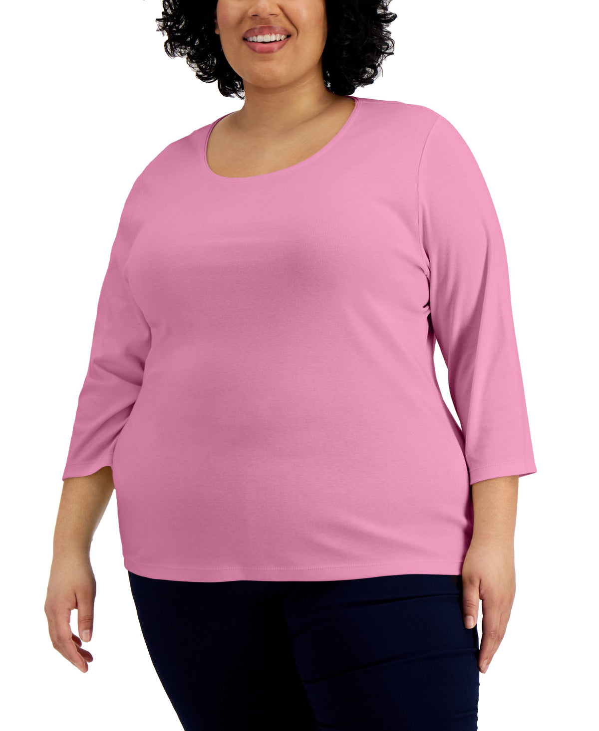 Karen Scott Plus Size Cotton Scoop Neck Top