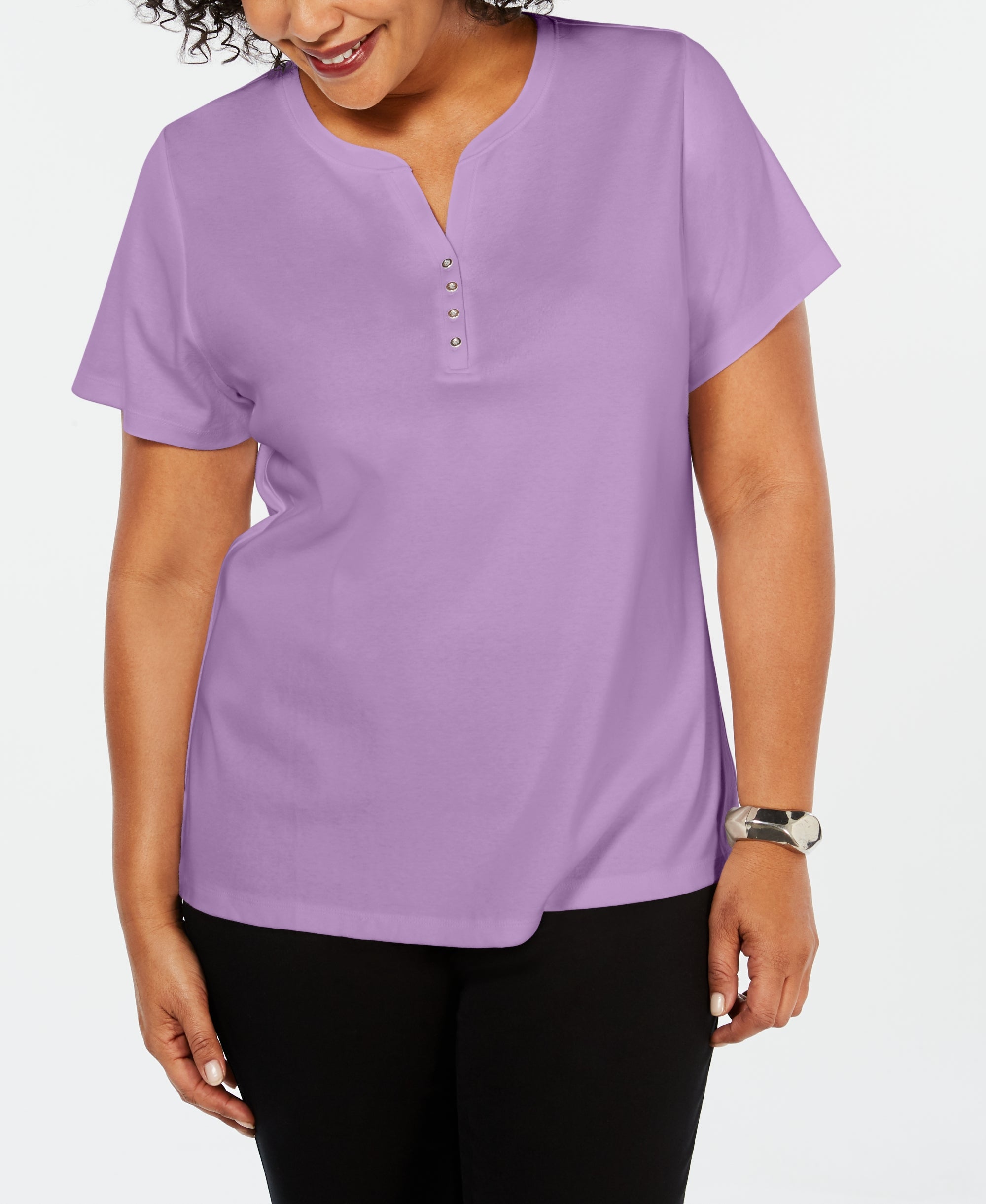 Plus Size Cotton Henley Top