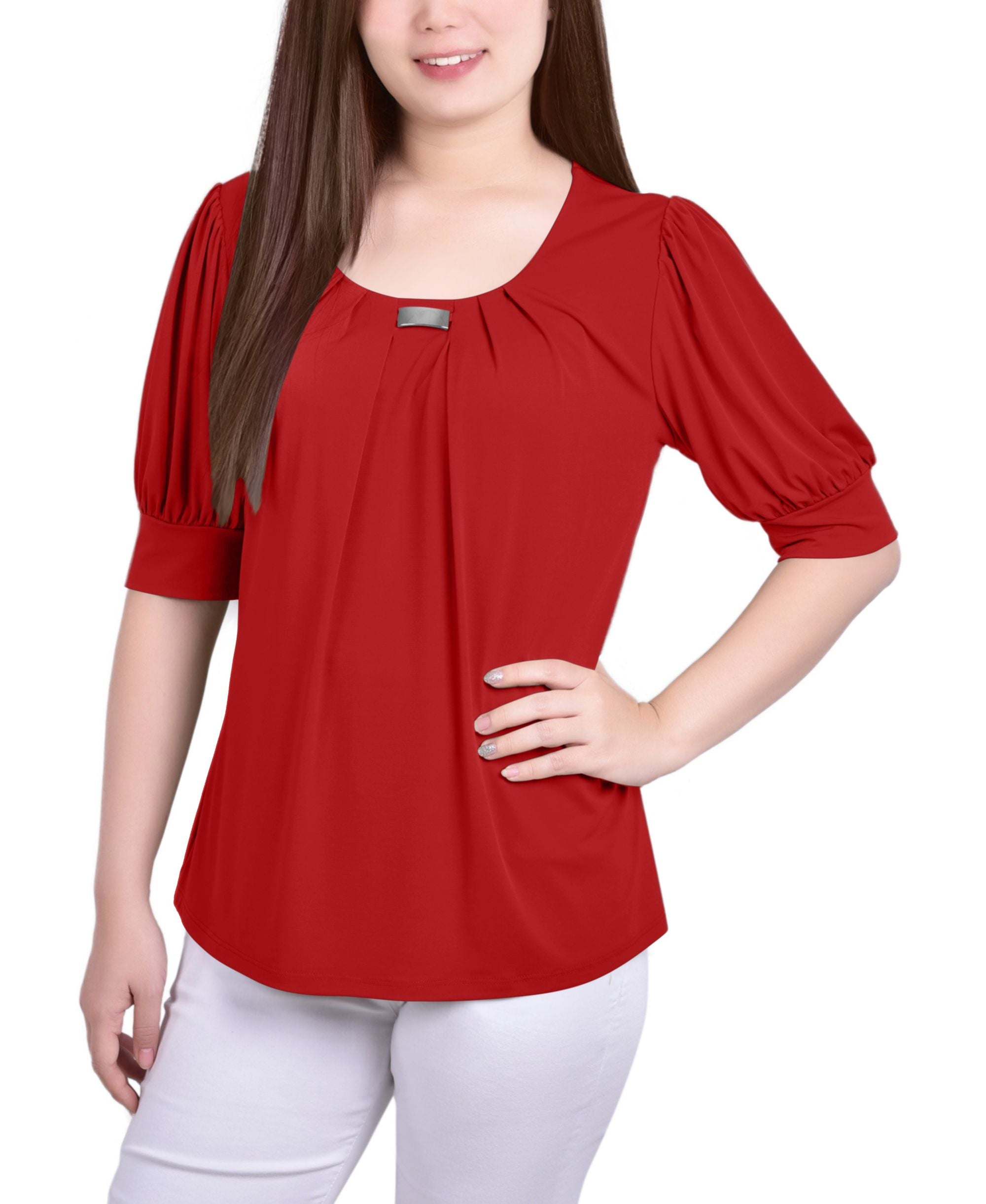 Petite Short Sleeve Balloon Sleeve Top
