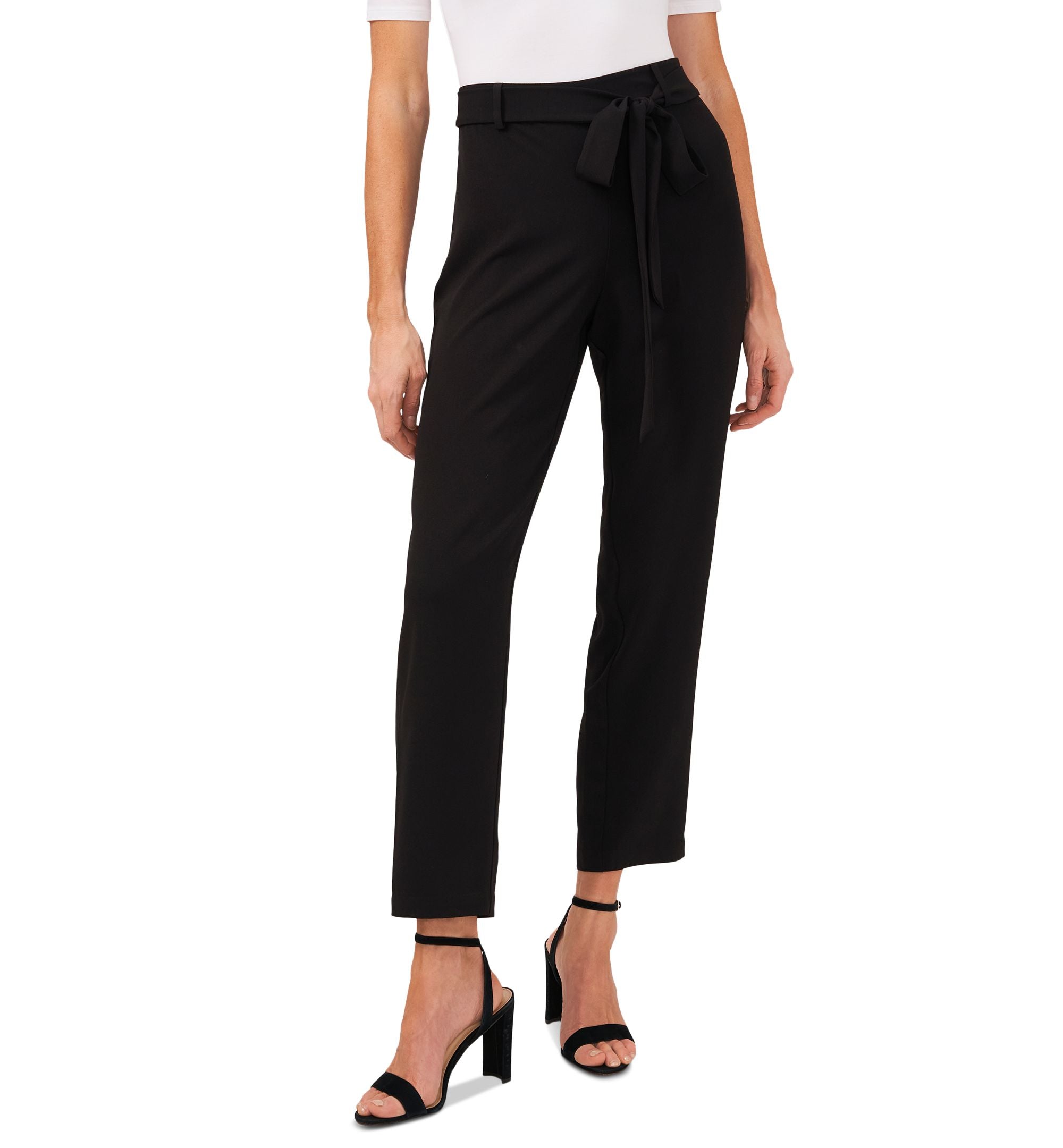 Cece Cotton Moss Crepe Tie Waist Pants