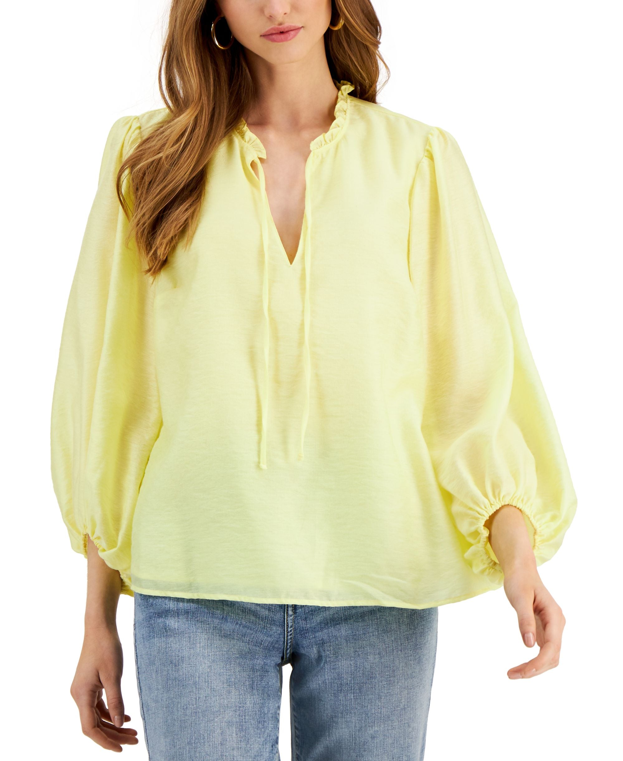 INC International Concepts Womens Volume Sleeve Top