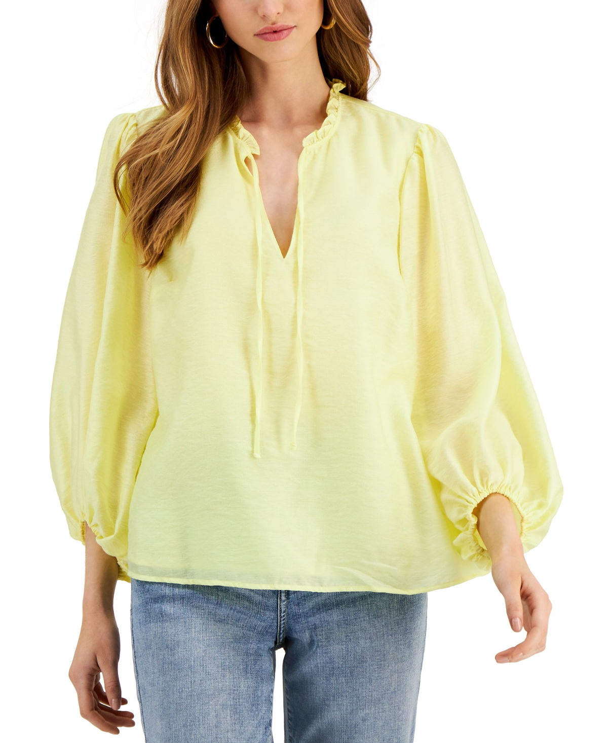 INC International Concepts Womens Volume Sleeve Top