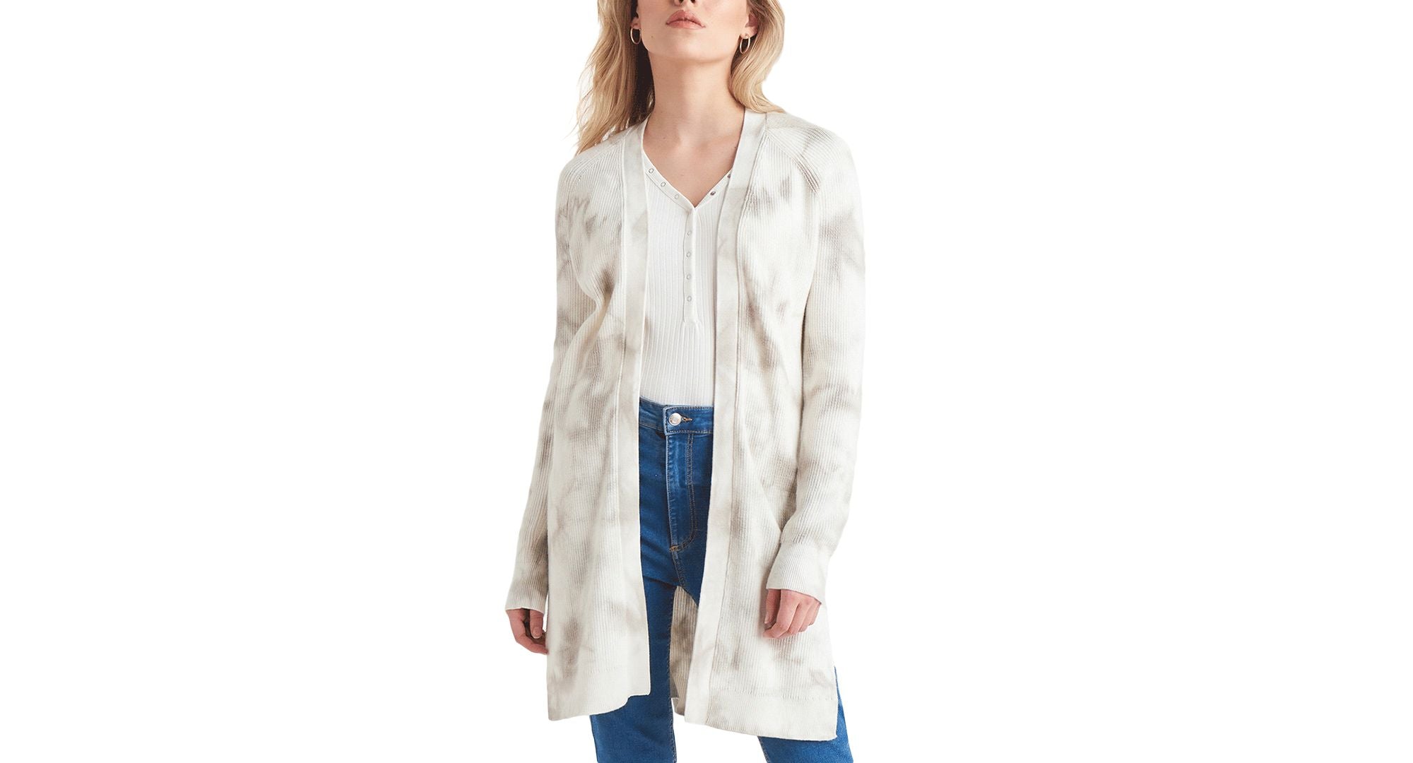 Black Tape Ribbed Tie Dyed Cardigan