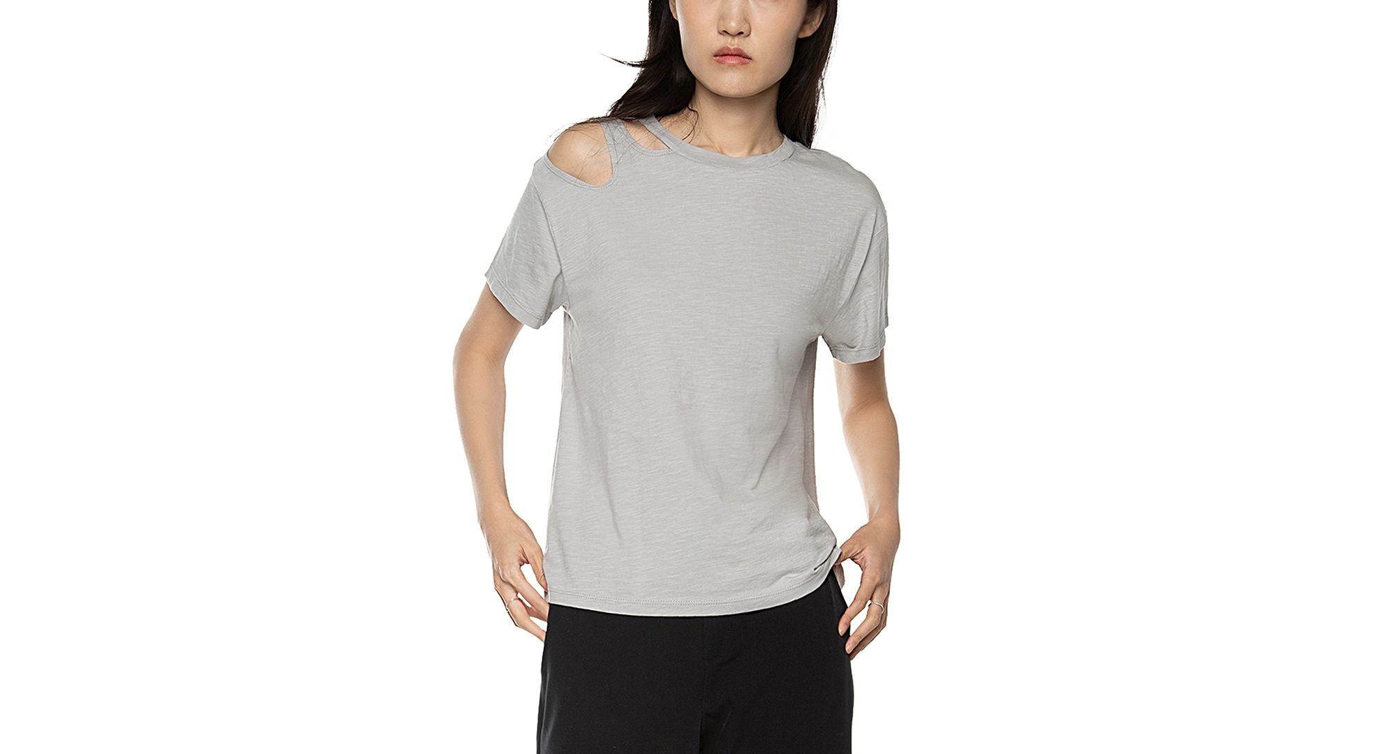 Black Tape Cotton Cutout T-Shirt