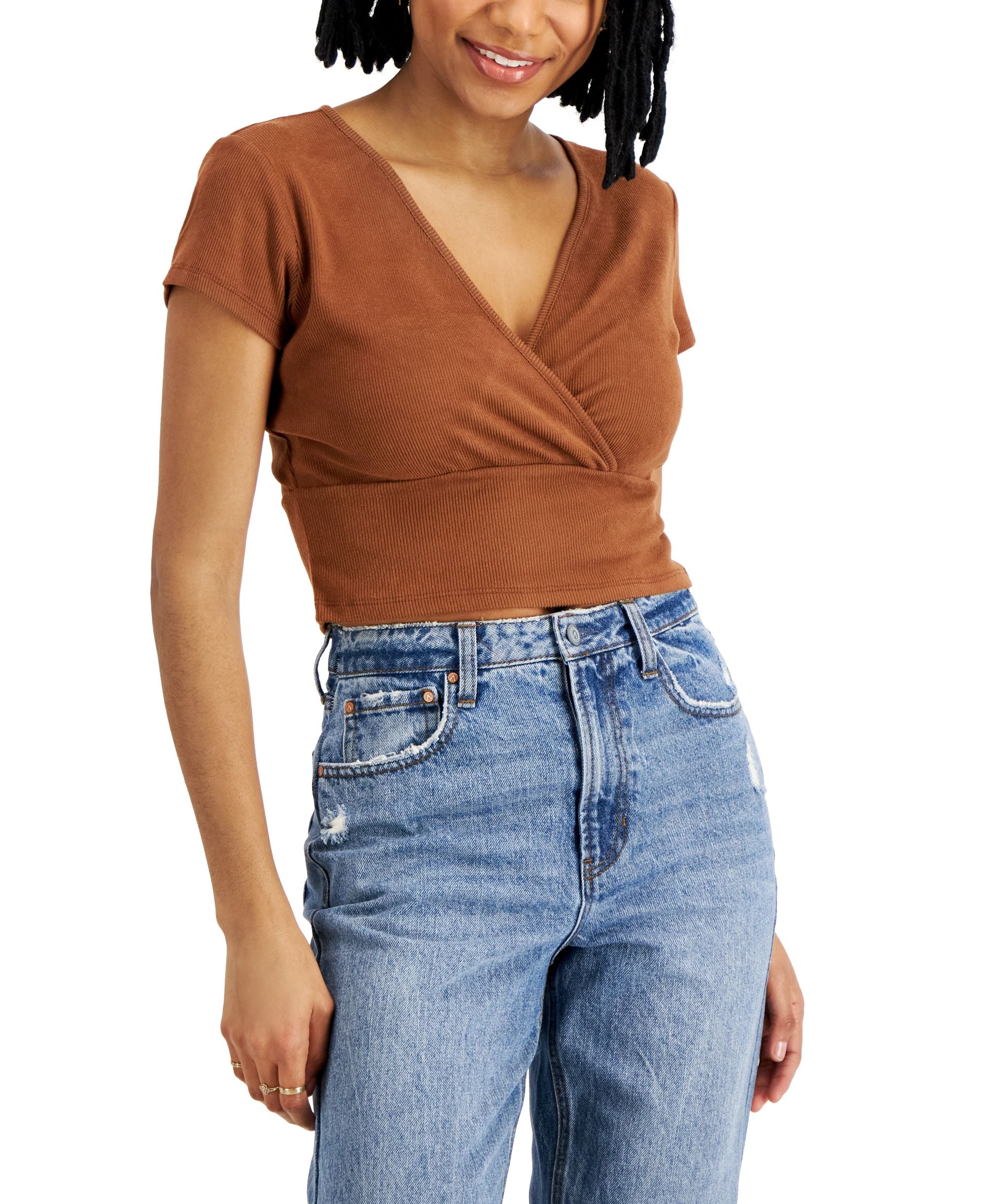 Just Polly Juniors' Rib-Knit Top