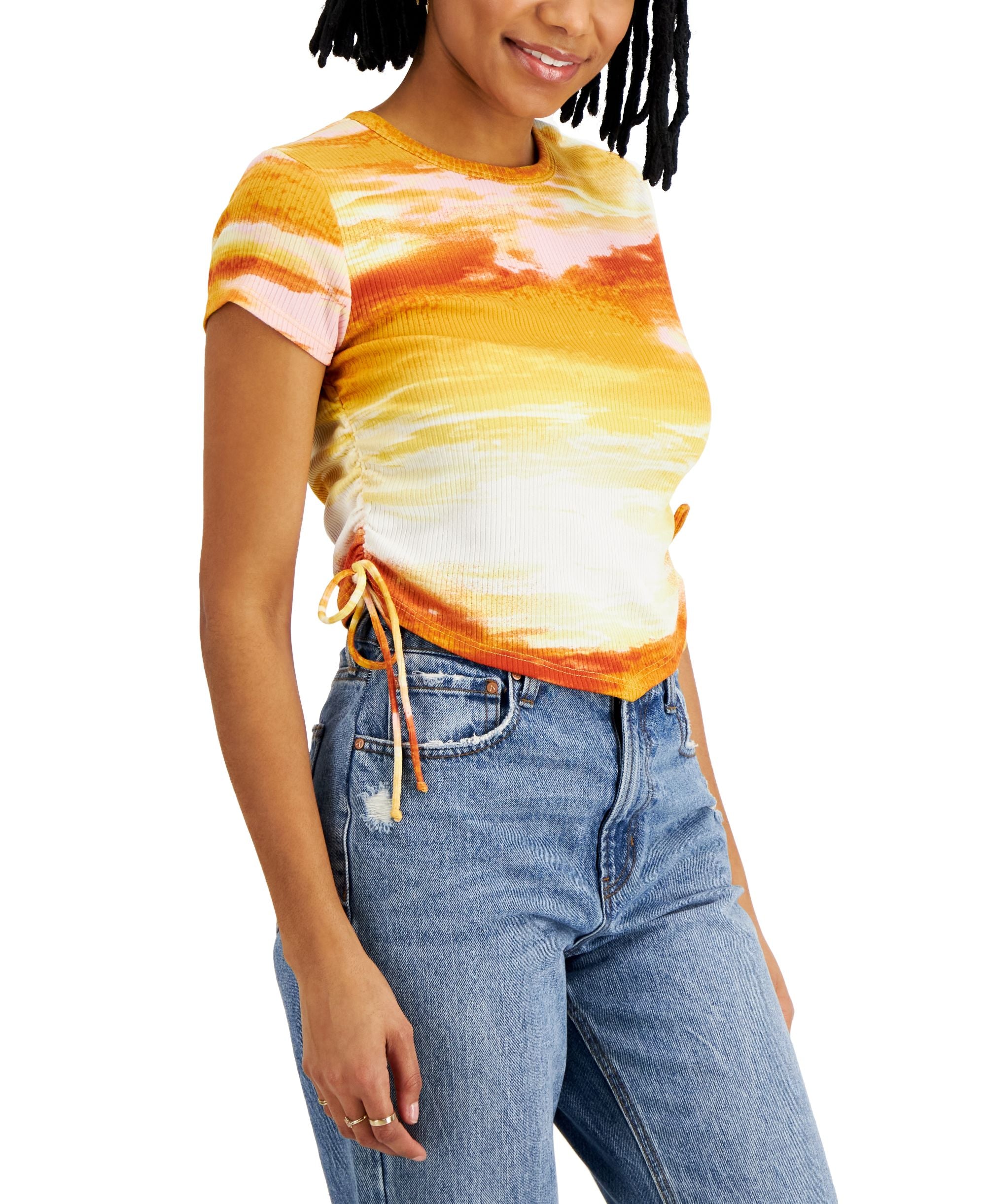 Just Polly Juniors' Ruched V-Hem Top