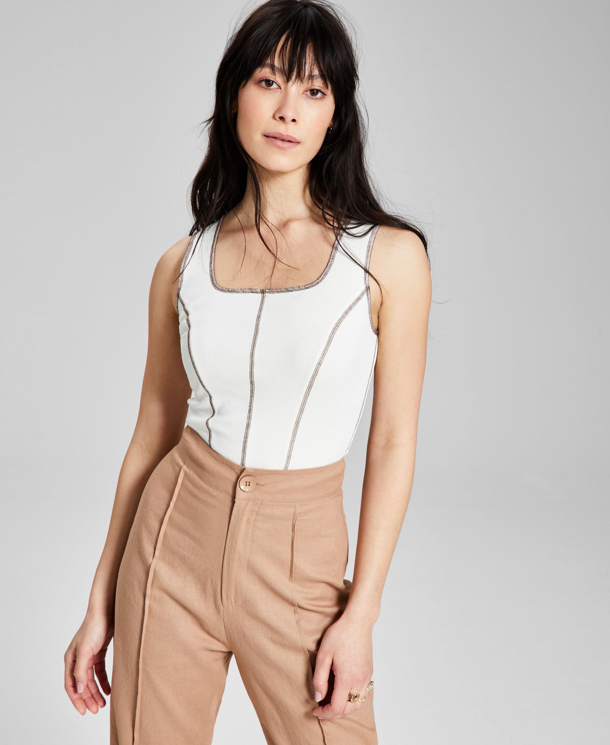 Now This Womens Seam Detail Corset Tank Top