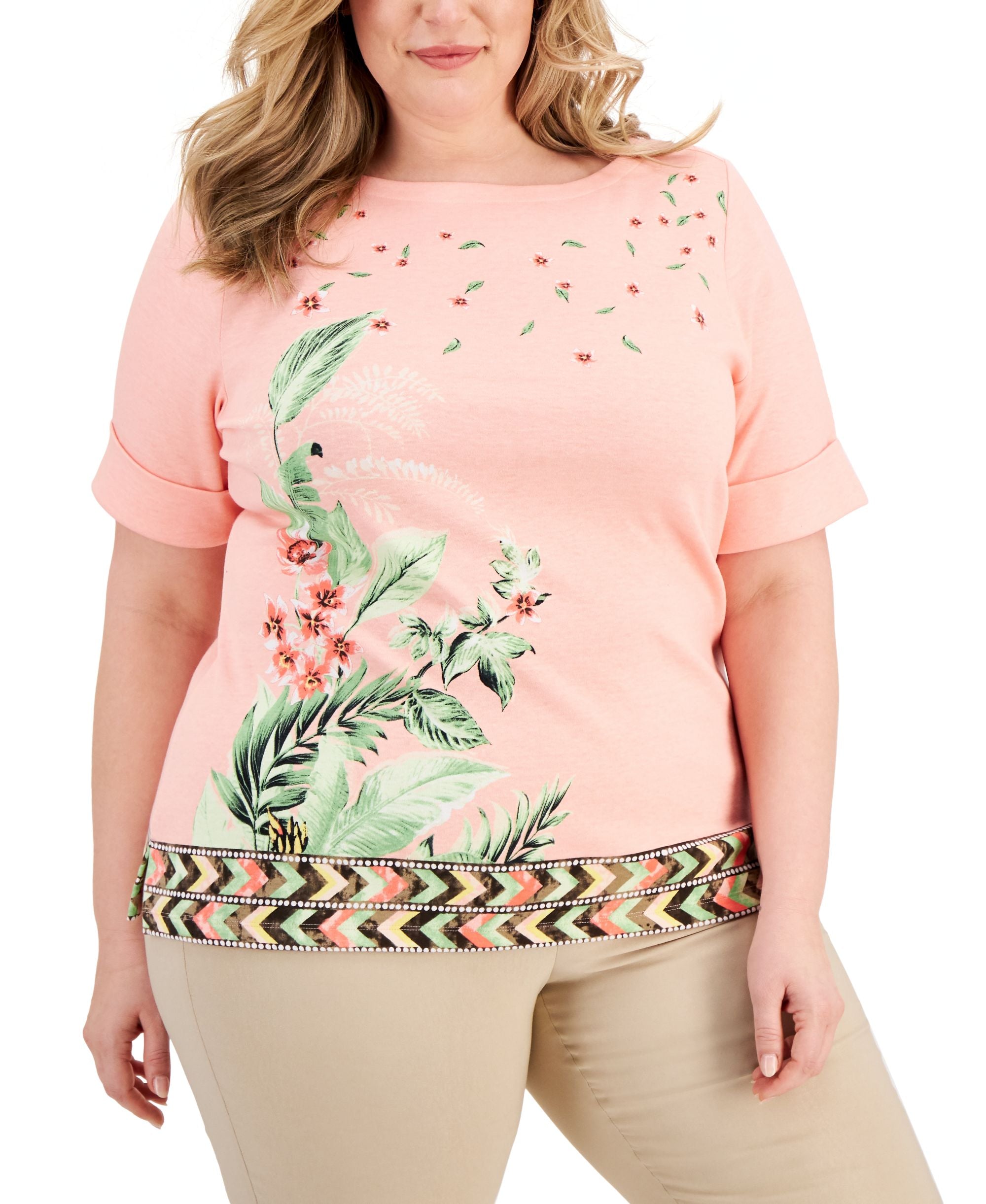 Karen Scott Plus Size Printed Boatneck Top