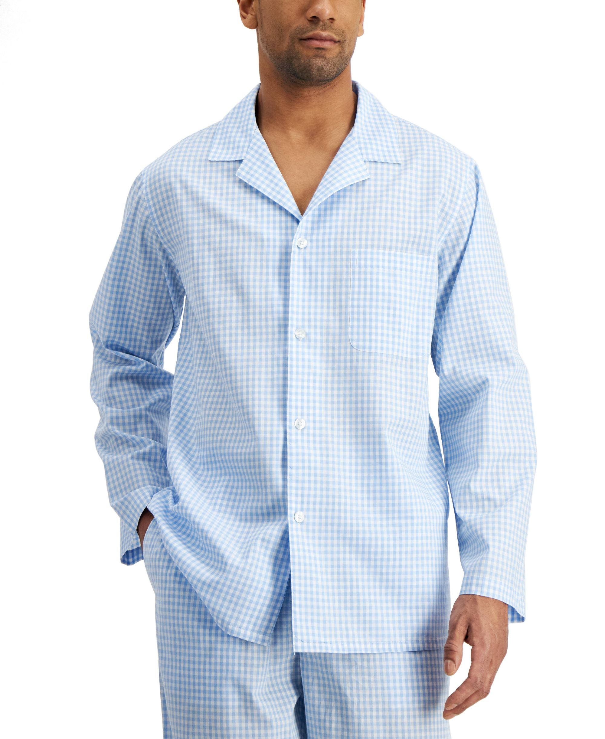 Club Room Men's Medium Gingham Woven Pajama Top