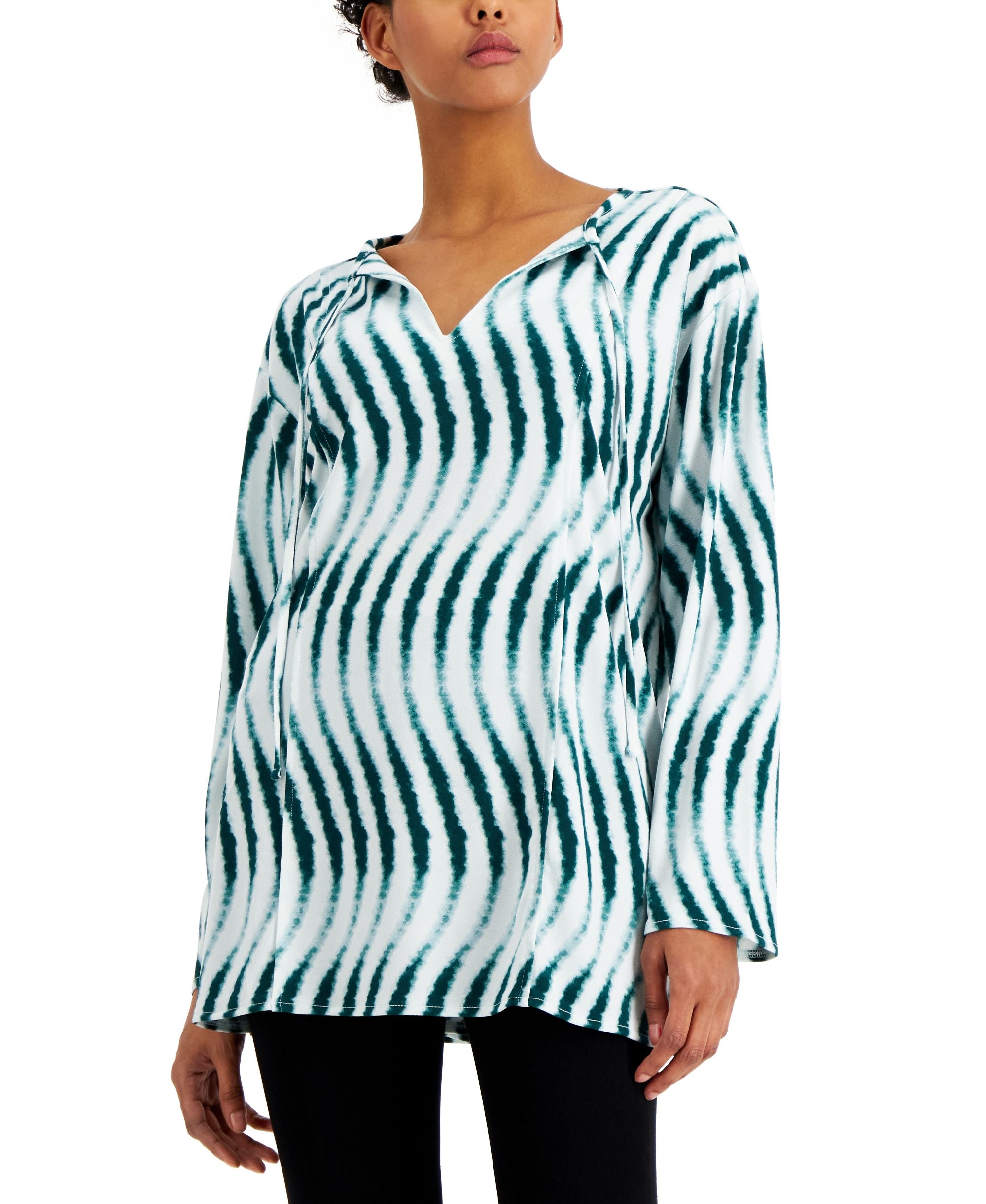 Alfani Printed Split Neck Tunic