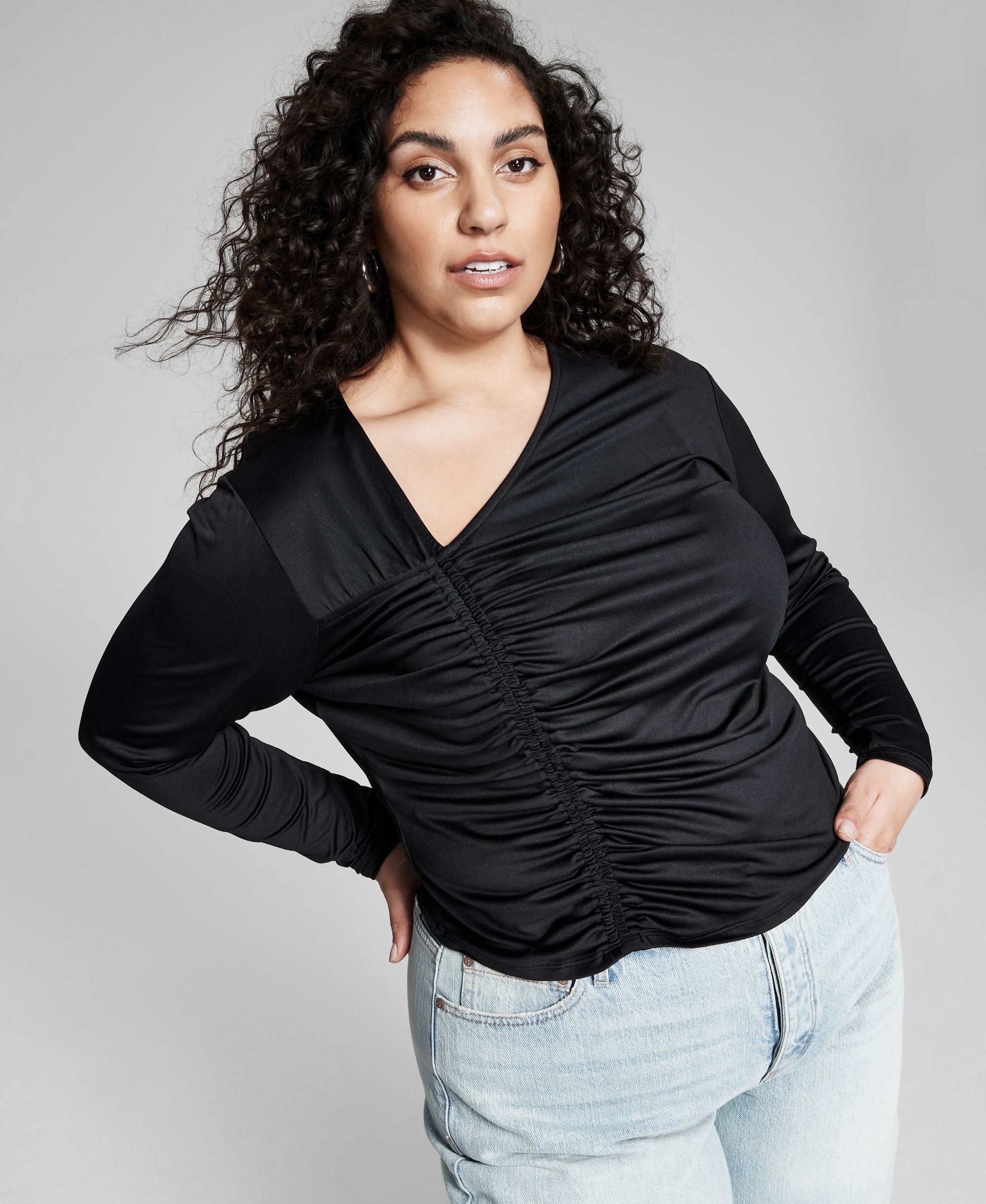 Now This Trendy Plus Size Asymmetrical Ruched Top