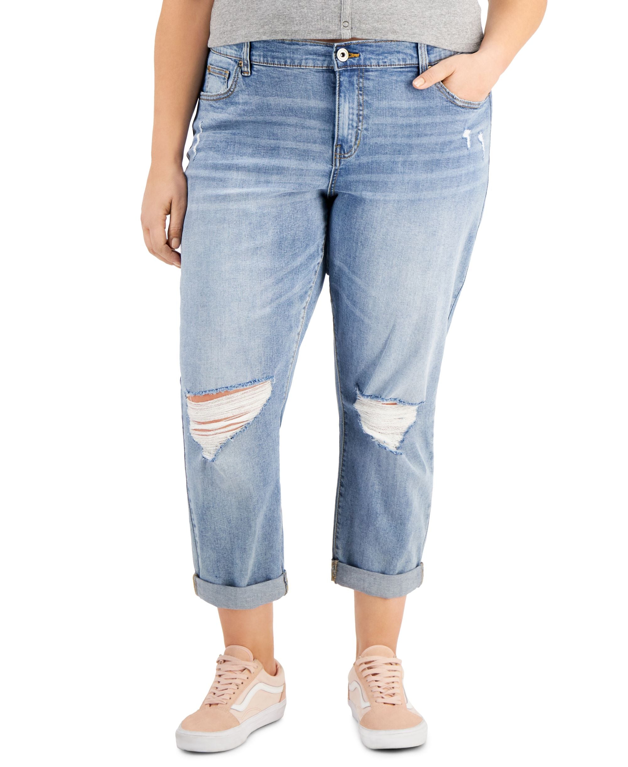 Celebrity Pink Trendy Plus Size Girlfriend Cuffed Jeans