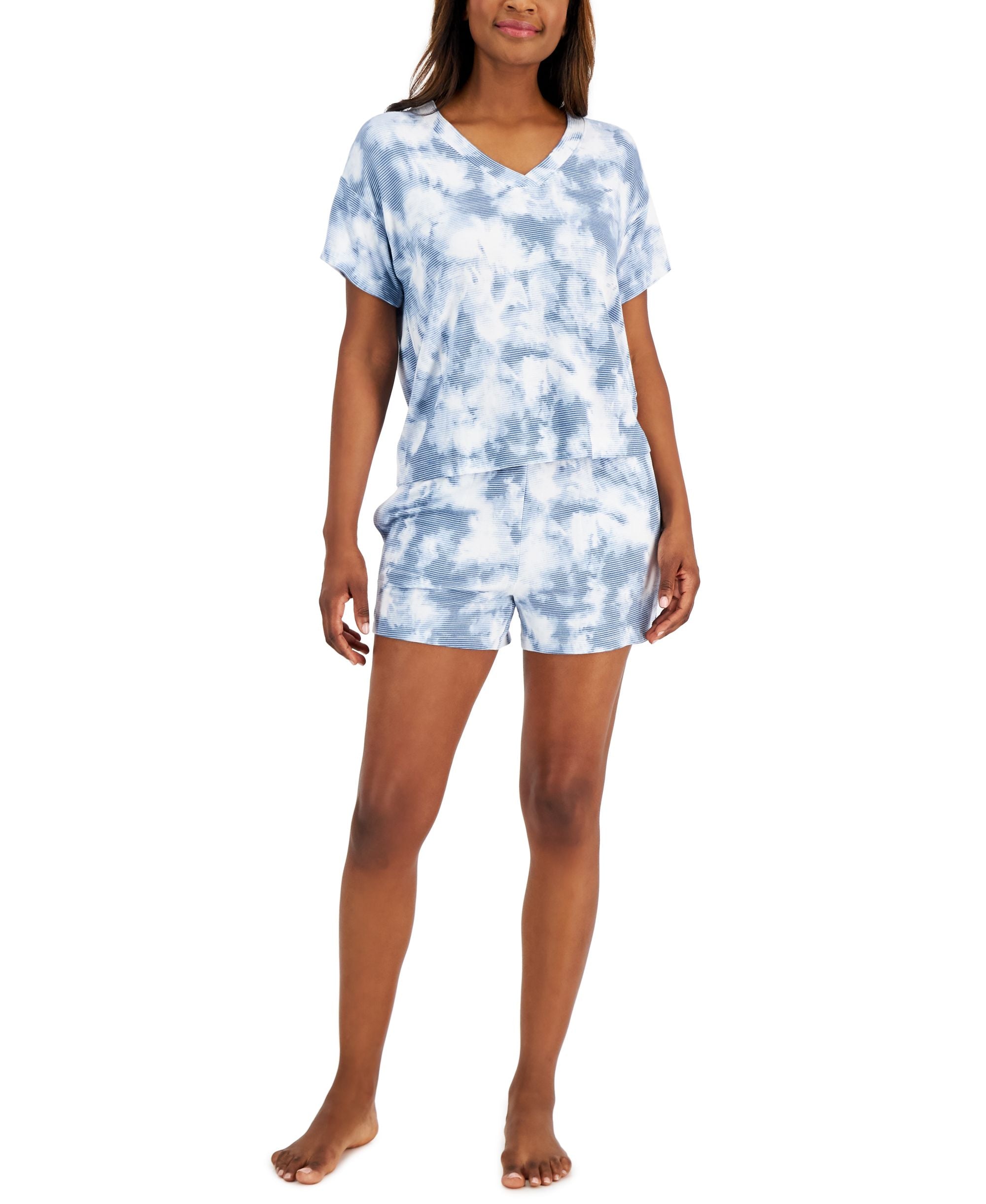 Alfani V Neck Shorts Pajama Set