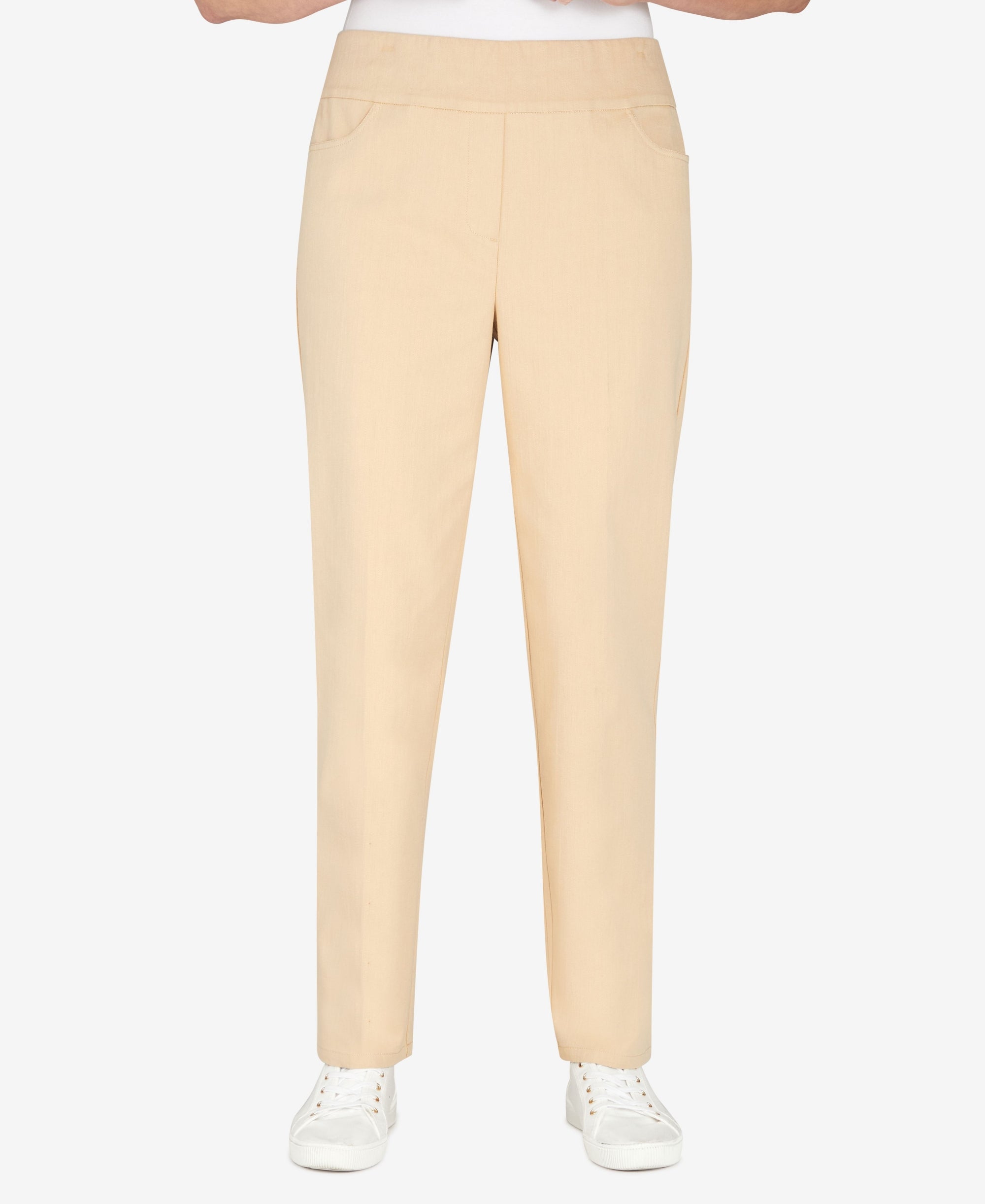 Alfred Dunner Petite Mid Rise Pull On Straight Leg Denim Pants