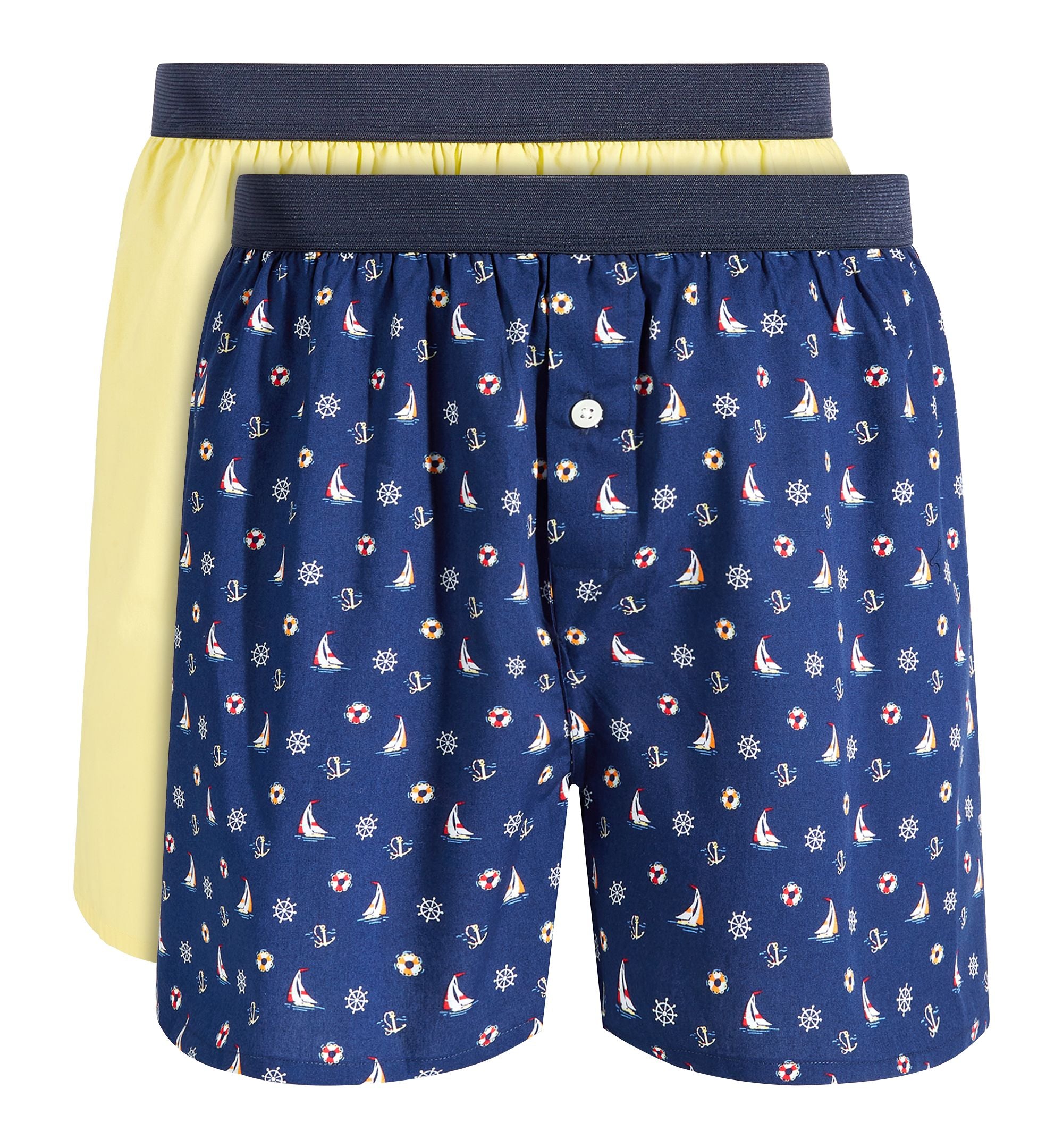Men's 2-Pk. Sailboat & Solid Boxer Shorts