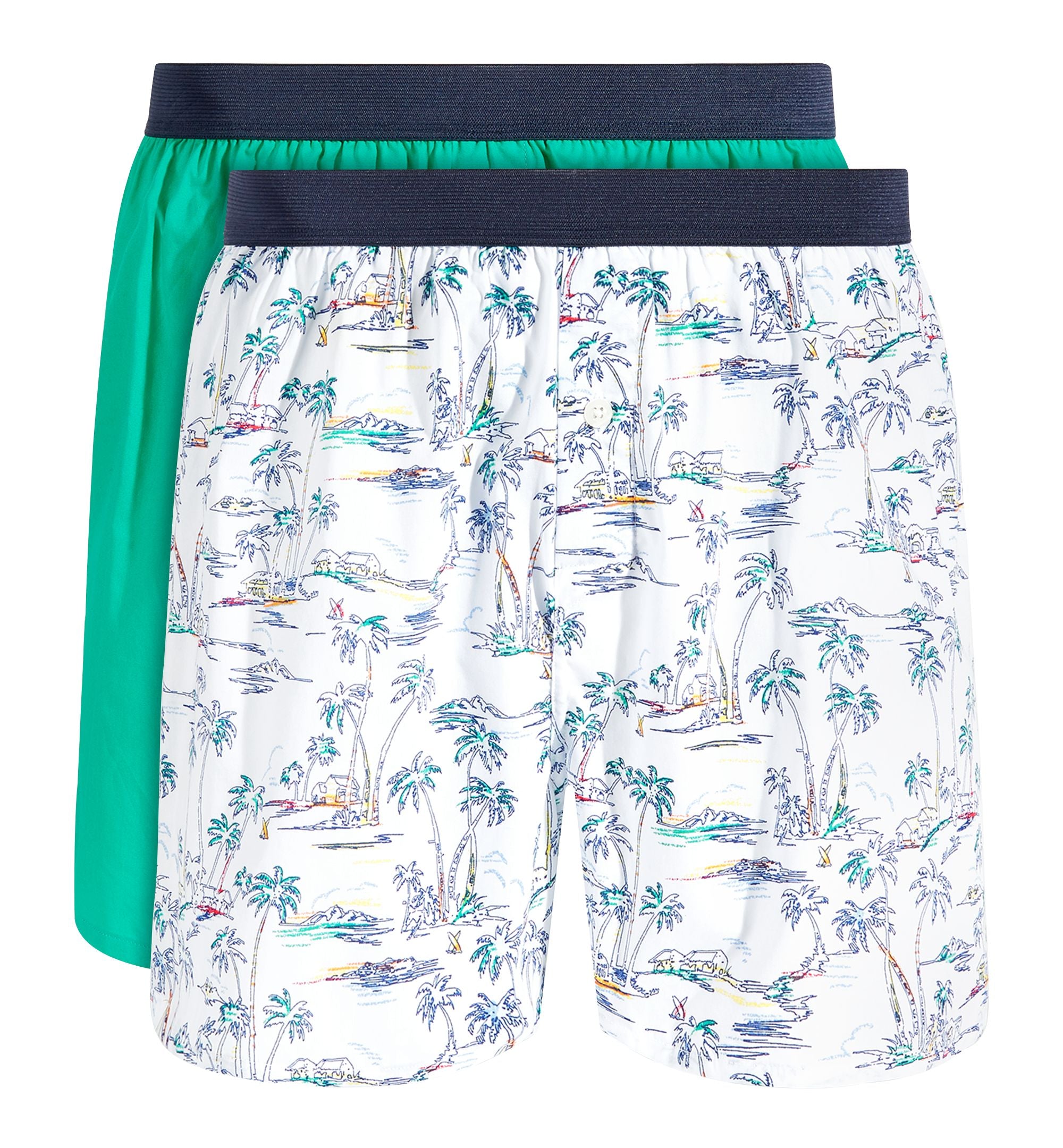 Club Room Men's 2-Pk. Tropical & Solid Boxer Shorts