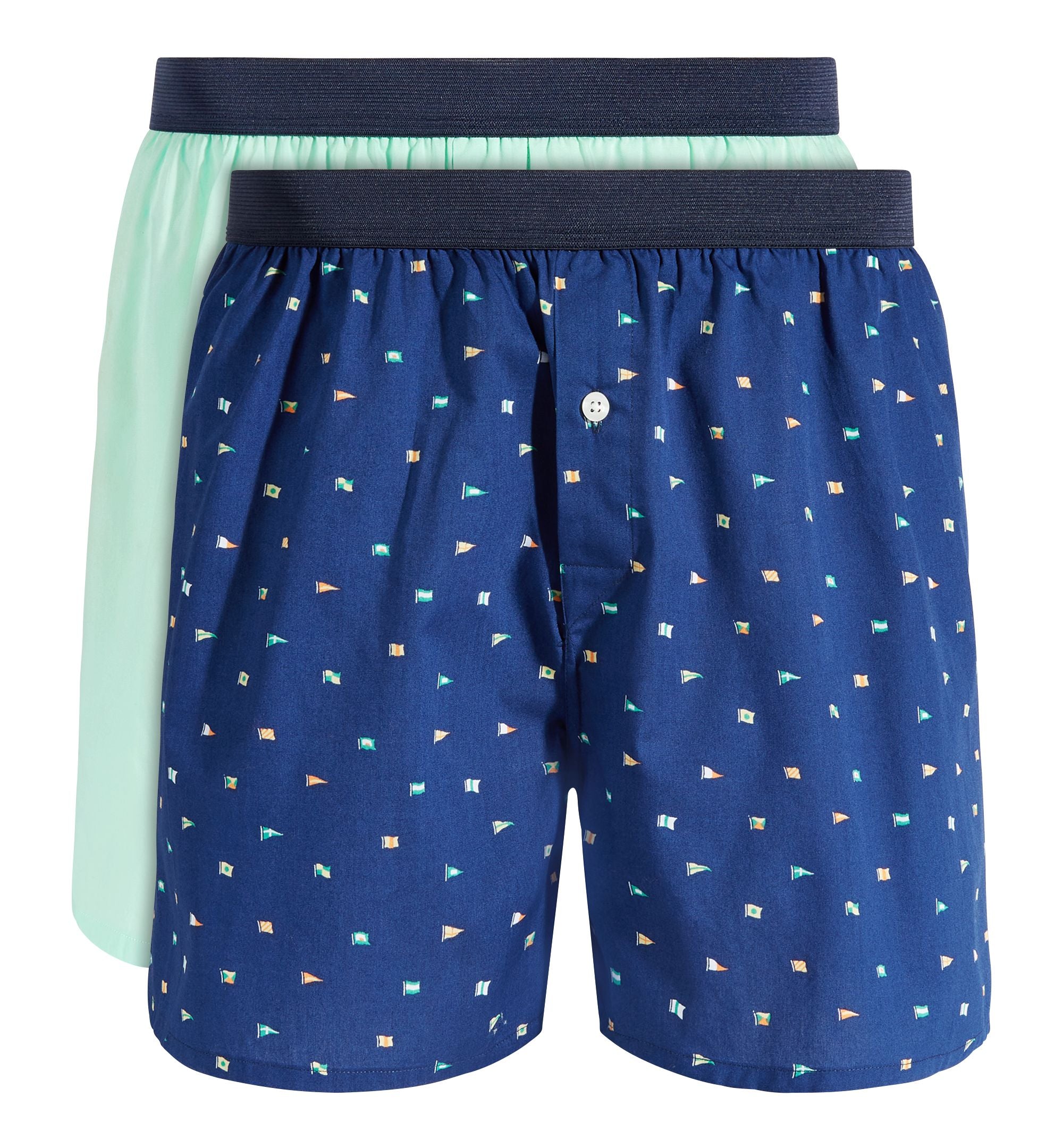 Club Room Men's 2-Pk. Nautical Flag & Solid Boxer Shorts