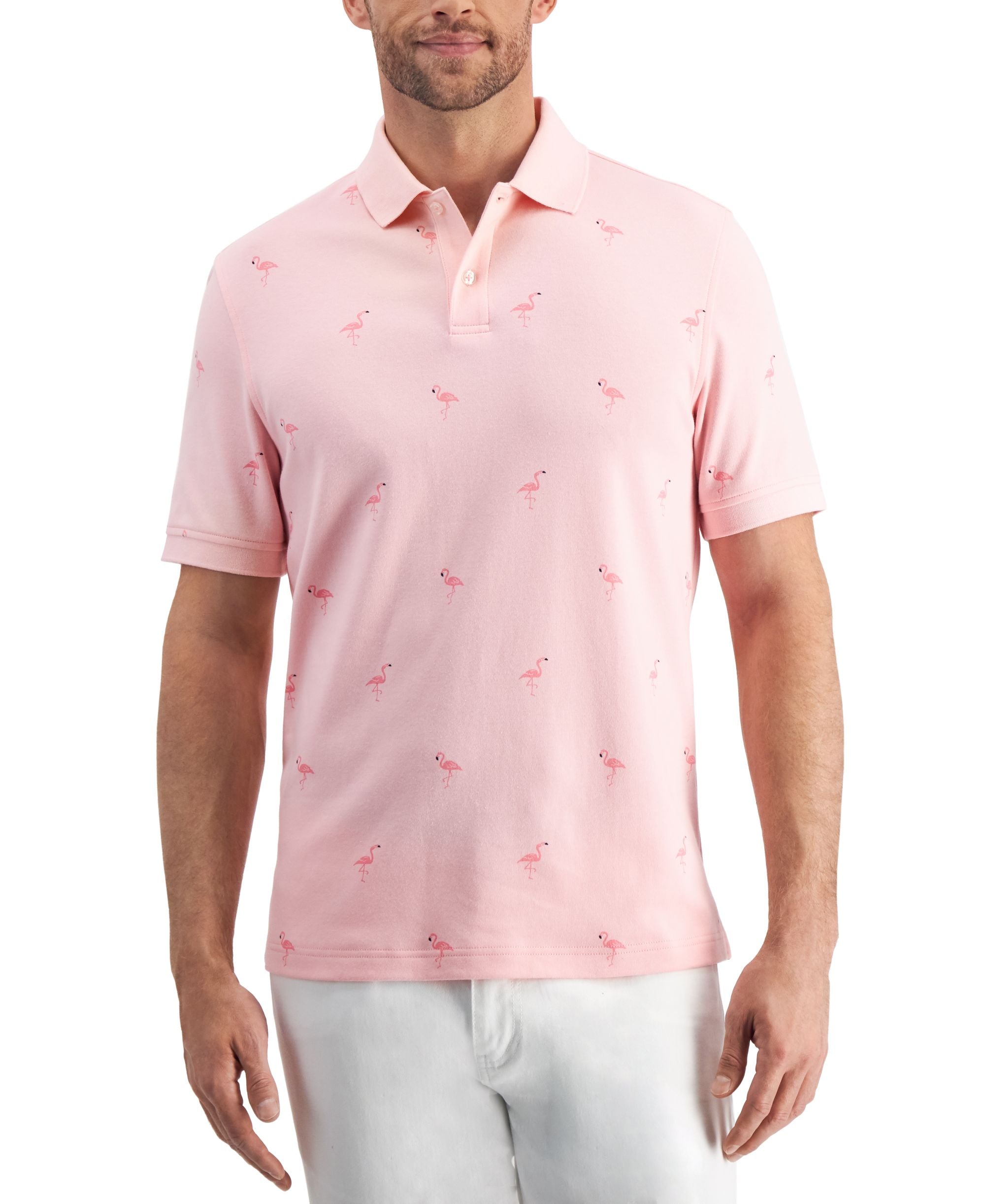 Club Room Mens Flamingo Print Polo