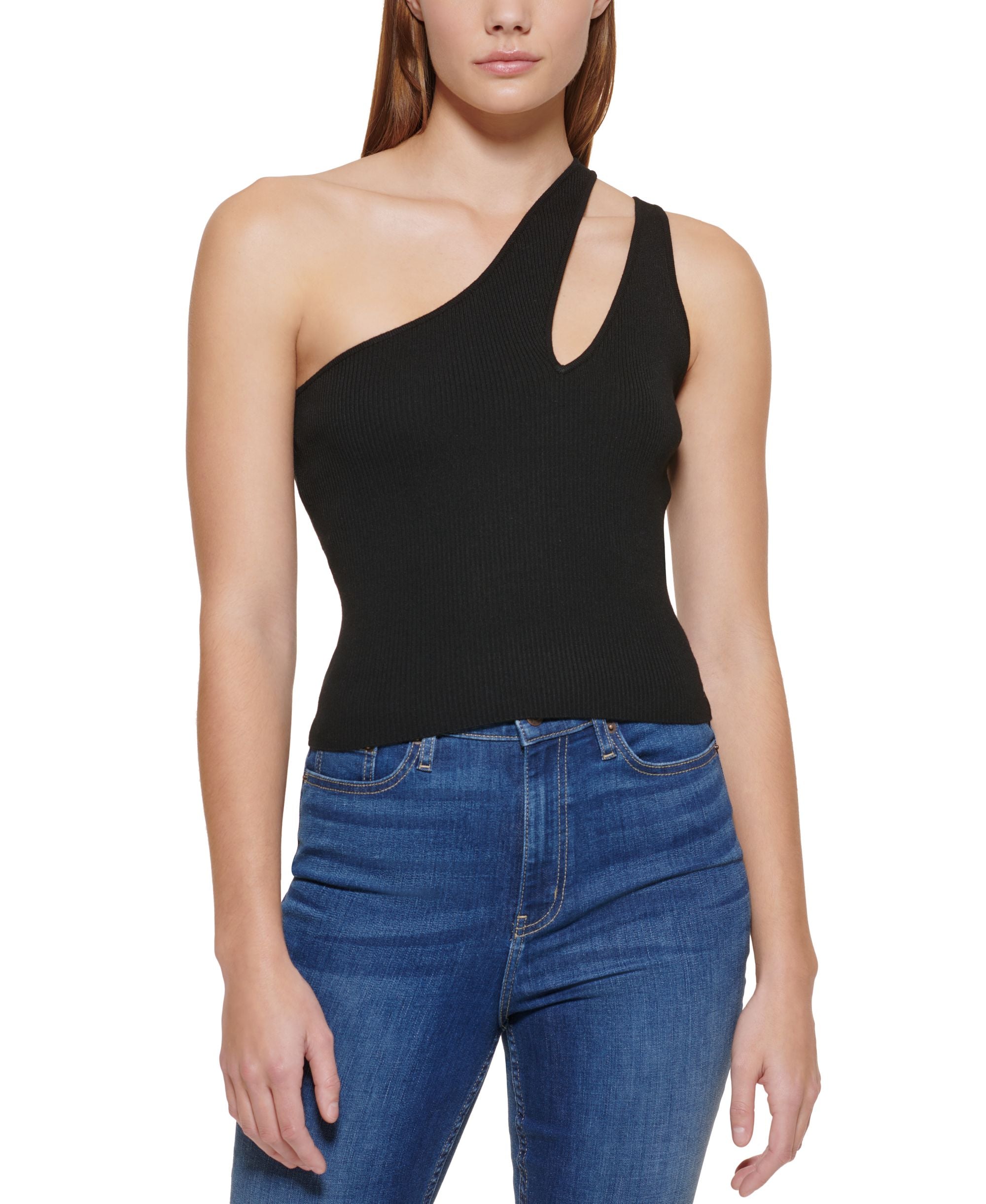 Calvin Klein Jeans Ribbed One-Shoulder Top