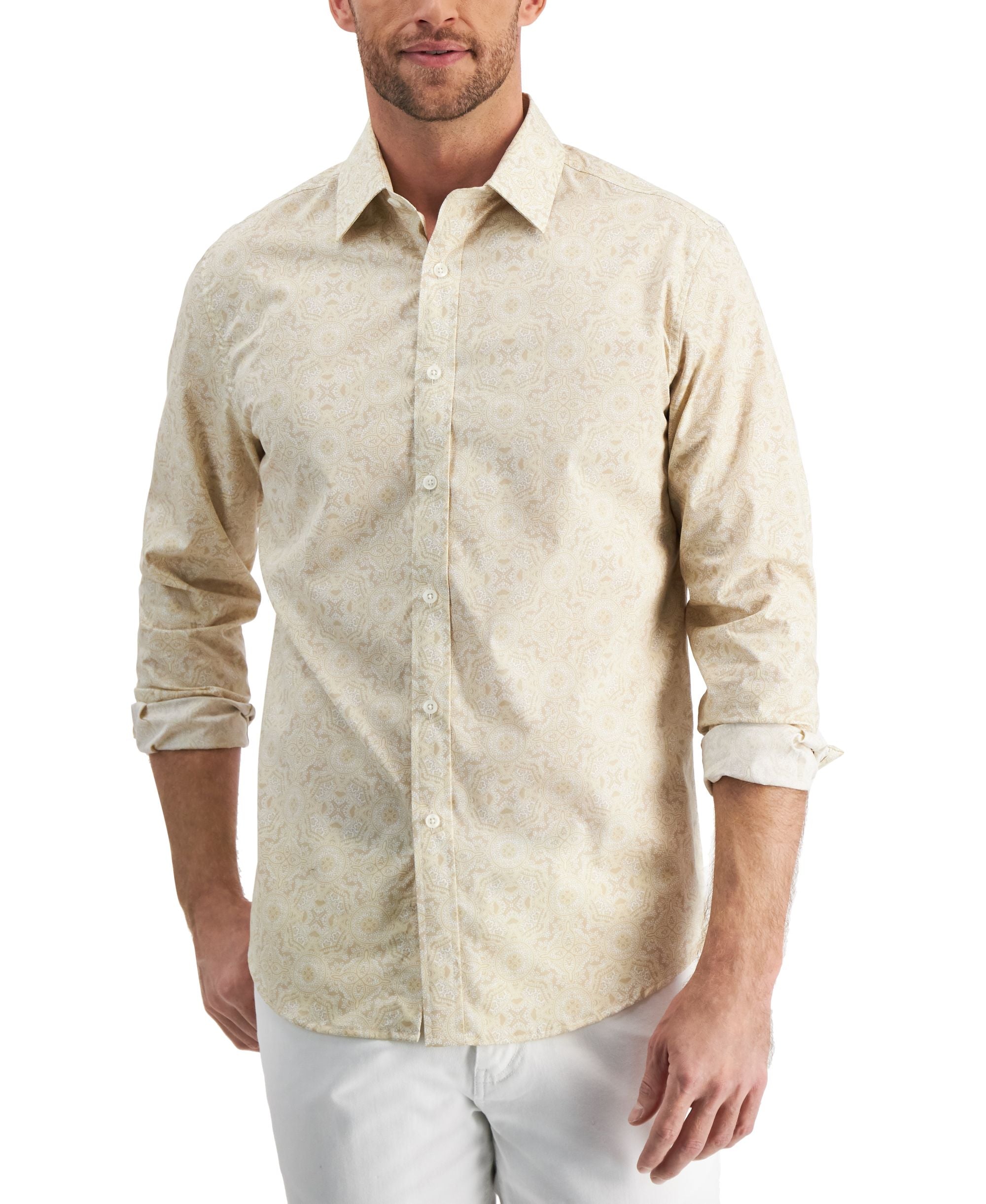 Club Room Mens Medallion Print Shirt
