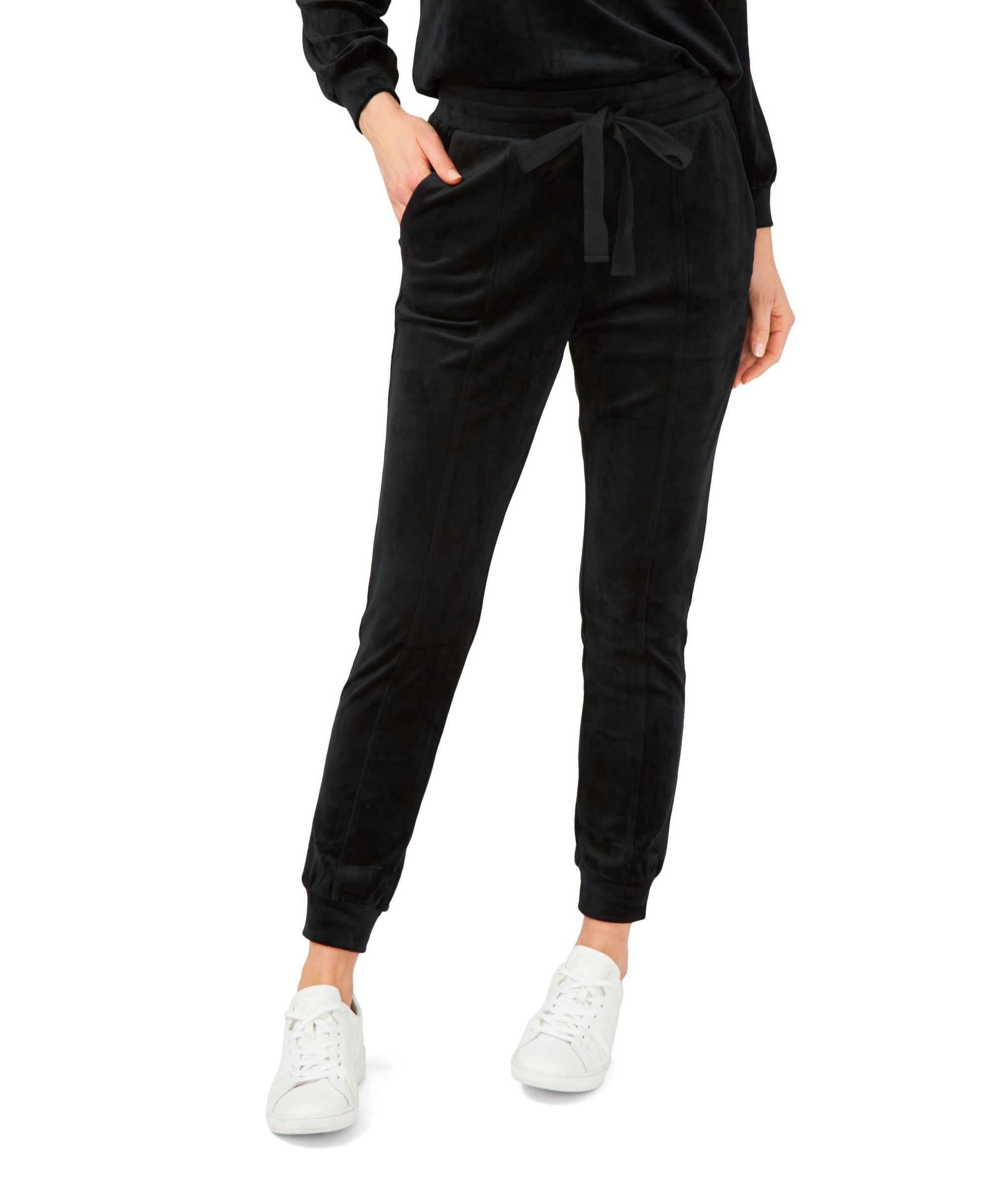 Women's Cozy Tie Waist Velour Pull on Pants