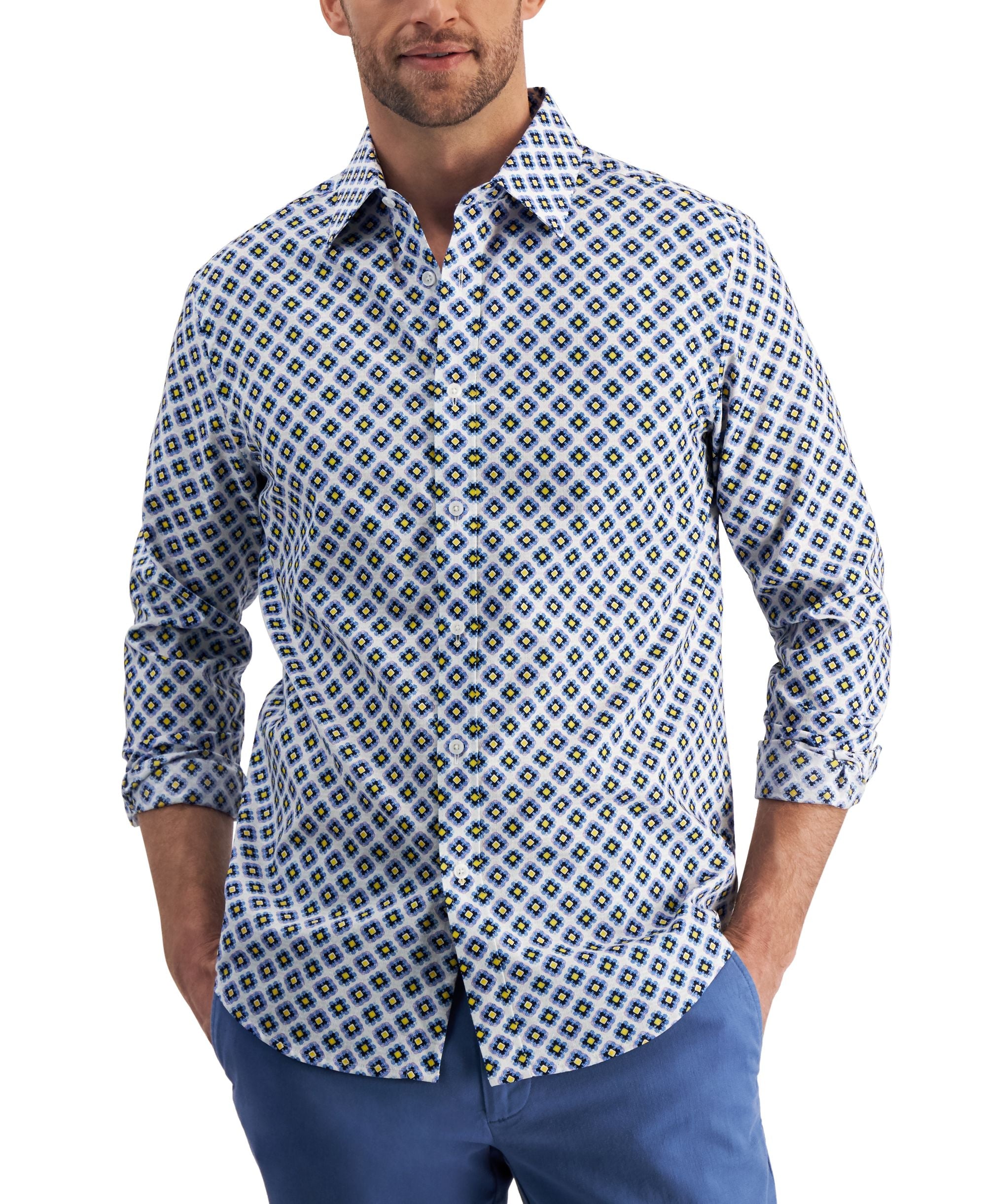 Club Room Mens Concho Tile Print Shirt