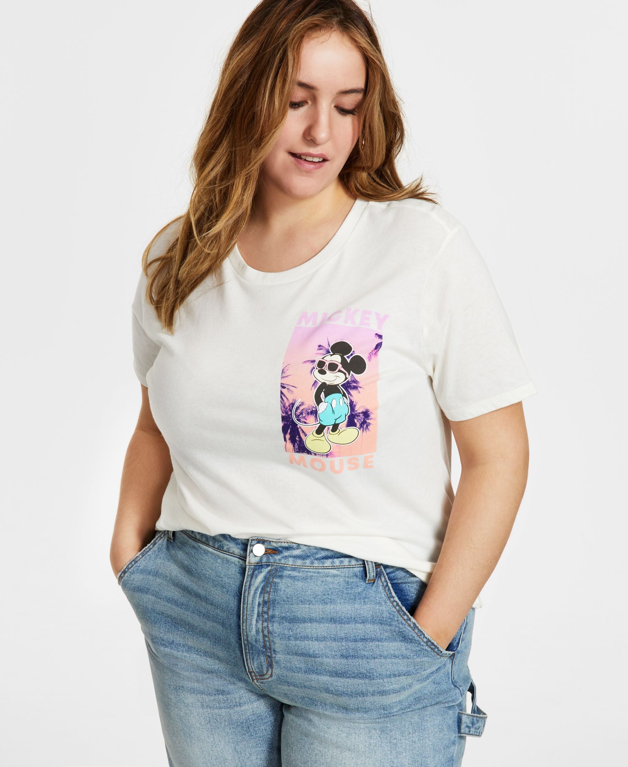 Disney Womens Plus Mickey Crewneck T-Shirt