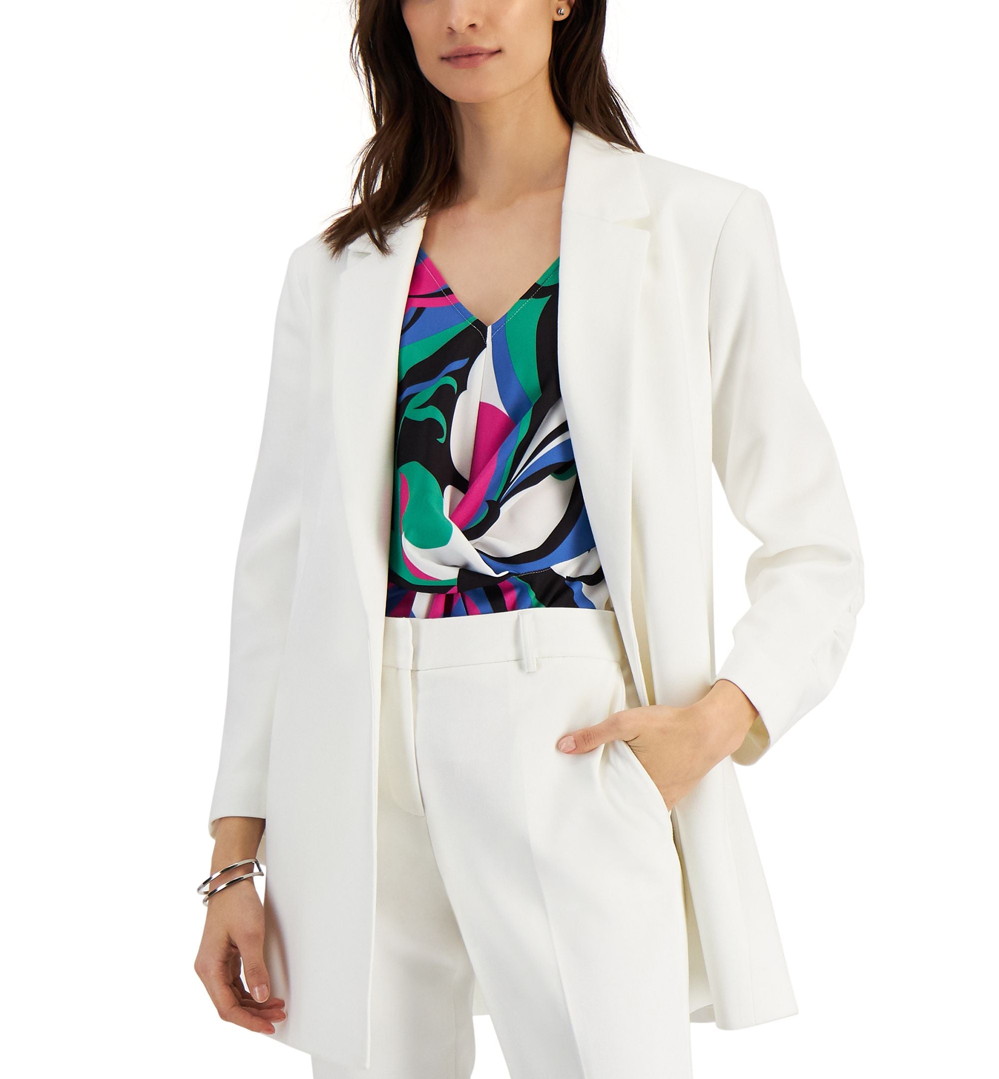 Tahari Asl Ruched Sleeve Blazer