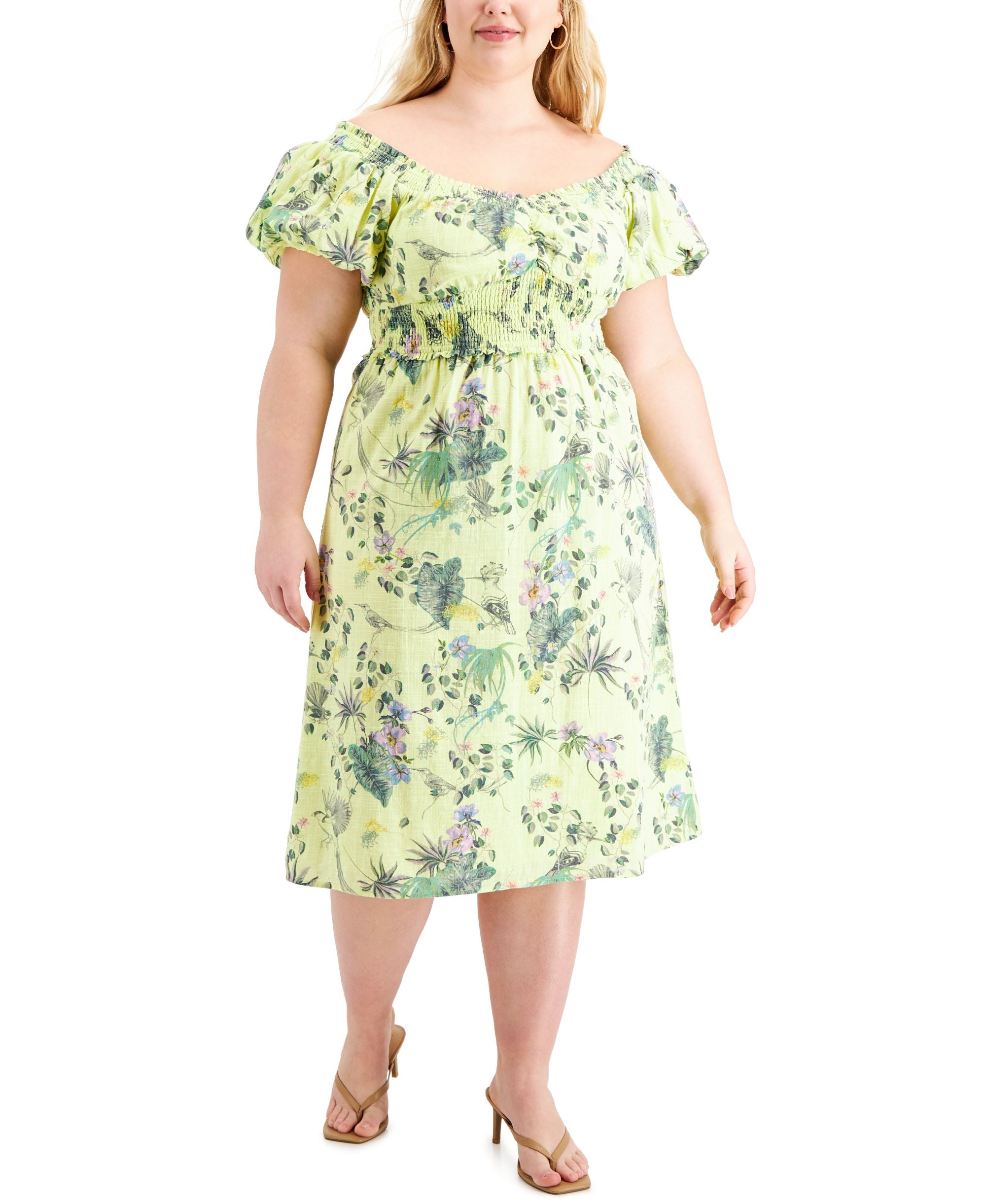 INC International Concepts Plus Size Raina Cotton Midi Dress