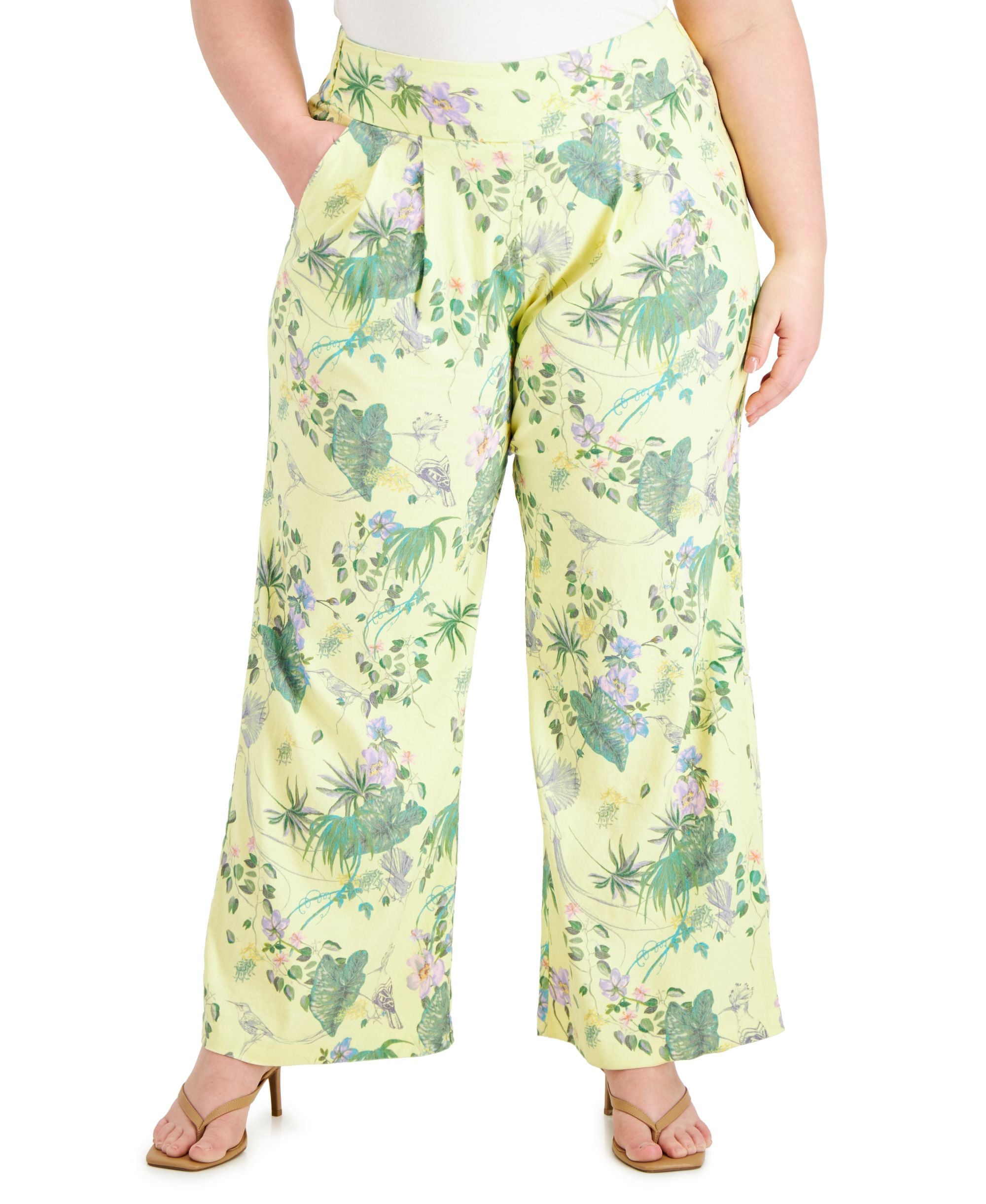 INC International Concepts Plus Size Printed Wide Leg Pants
