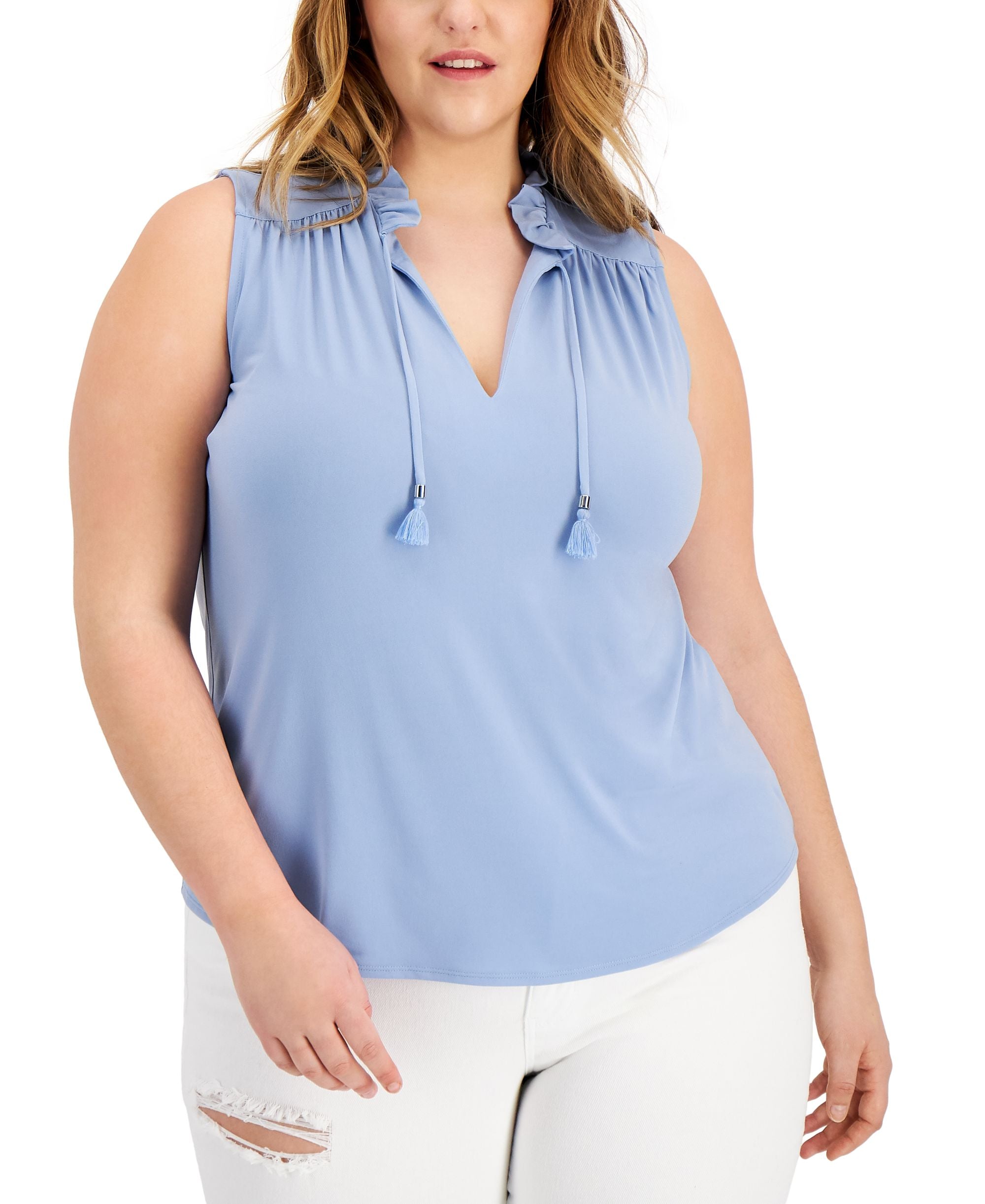 INC International Concepts Plus Size Tassel Tie Top
