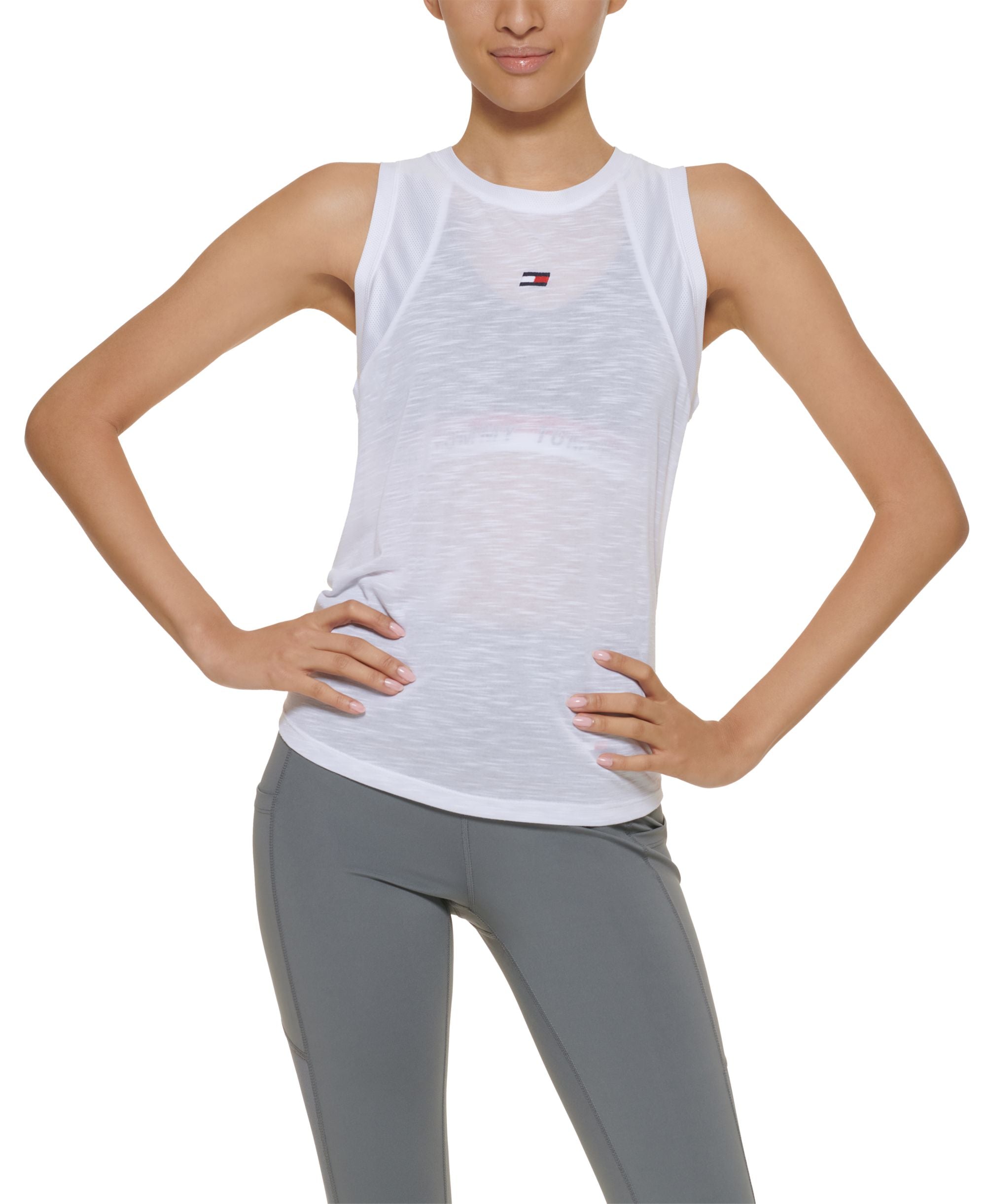 Tommy Hilfiger Sport Mesh Panel Tie Back Top
