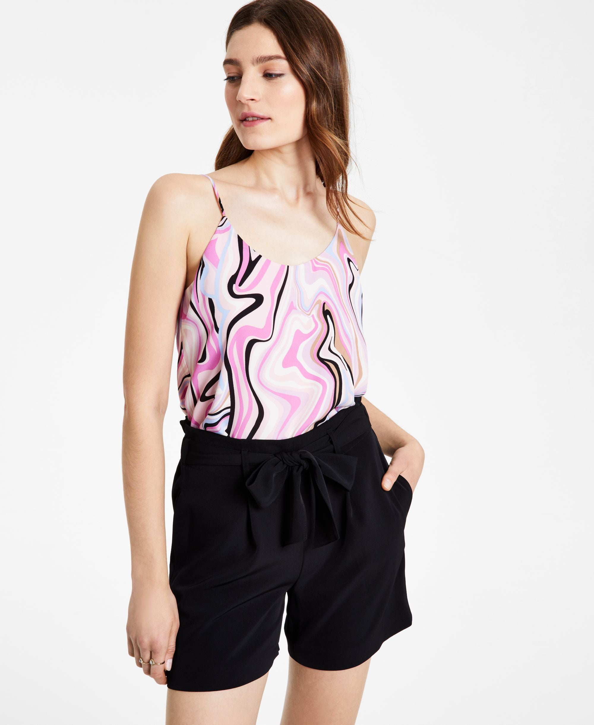 Bar III Printed Spaghetti Strap Camisole Top