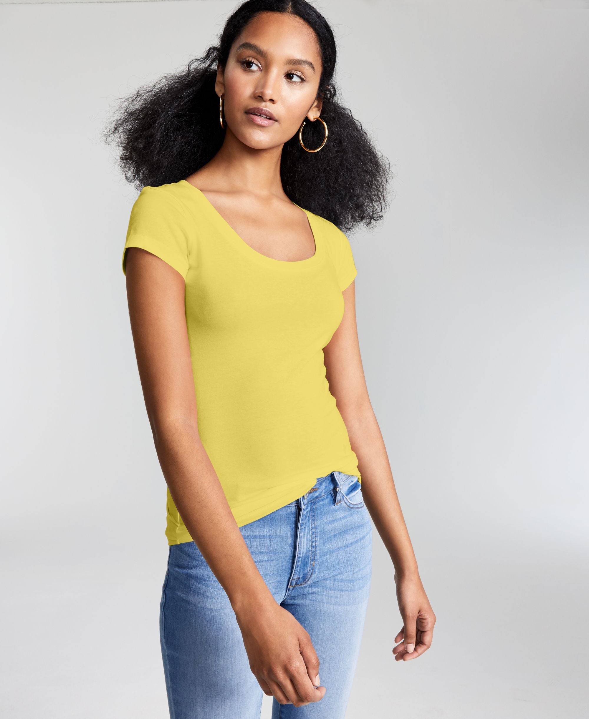 Juniors' Scoop-Neck Cap-Sleeve T-Shirt