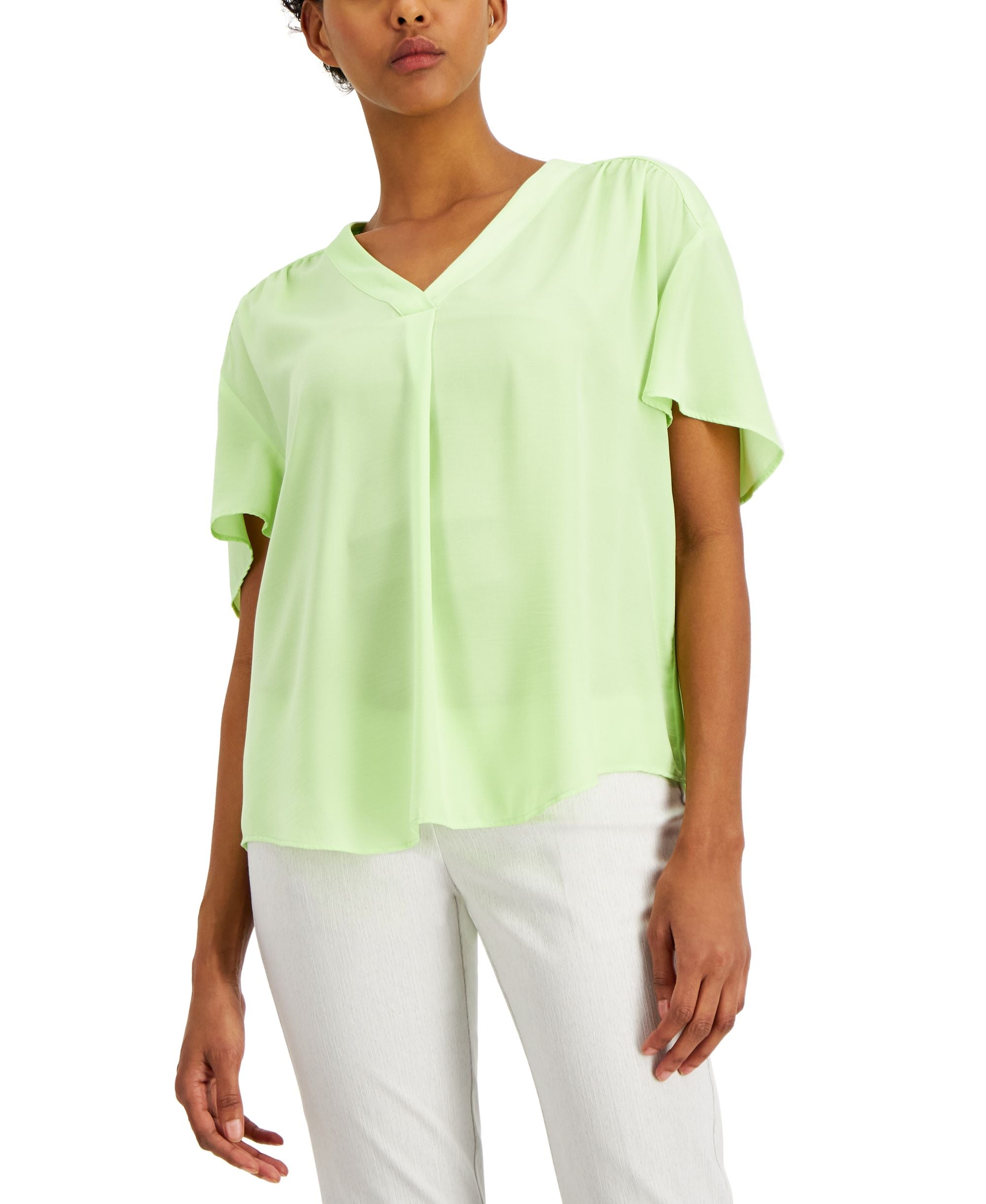 Alfani Shirred V Neck Dolman Sleeve Top