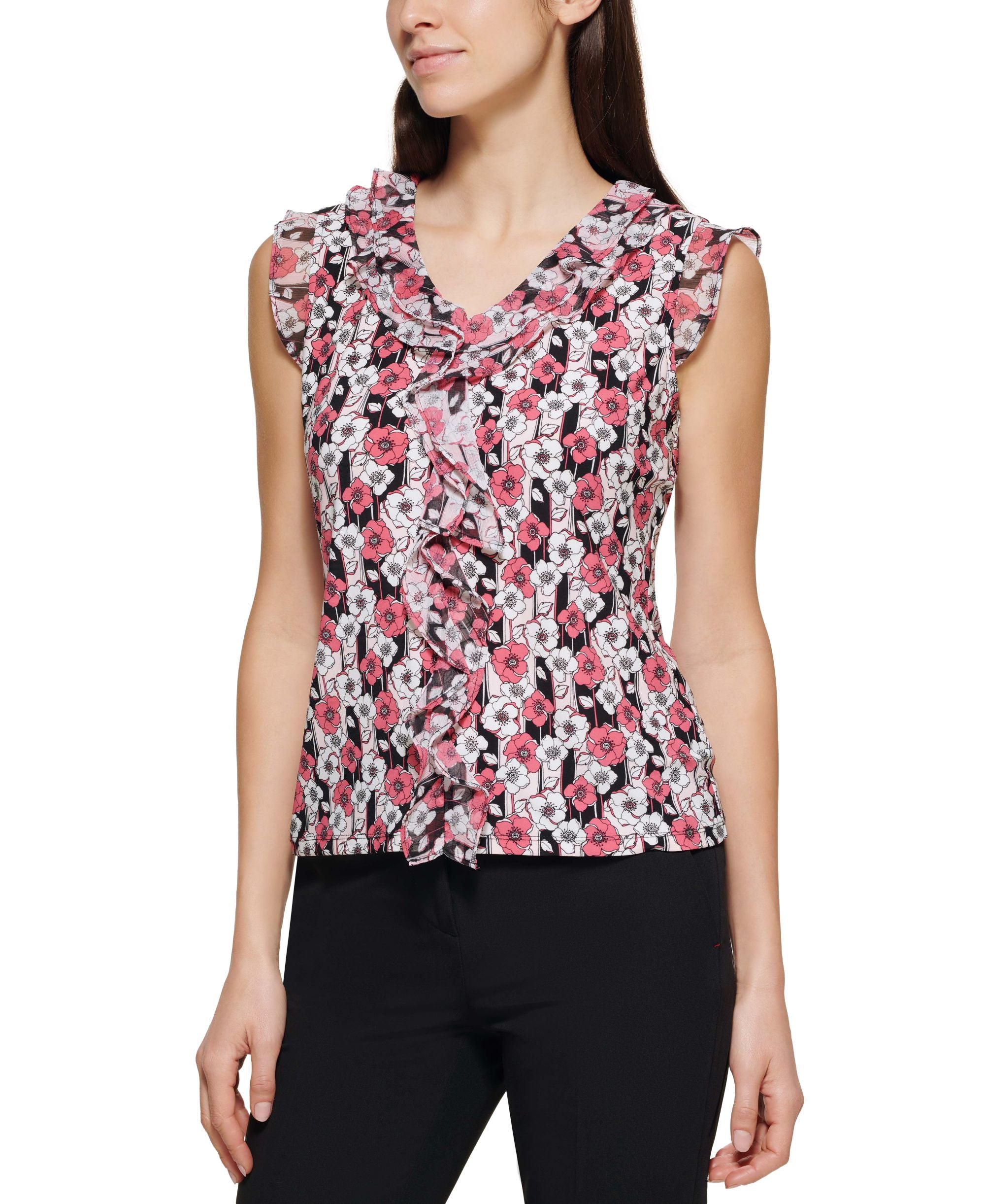 Tommy Hilfiger Floral Print Ruffled Top