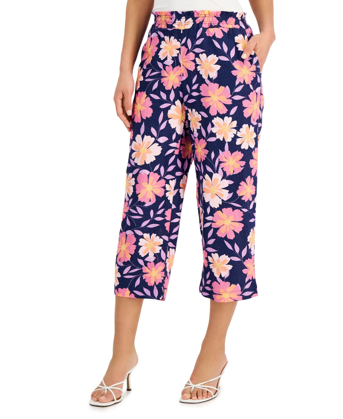 Charter Club Petite Linen Cropped Pants