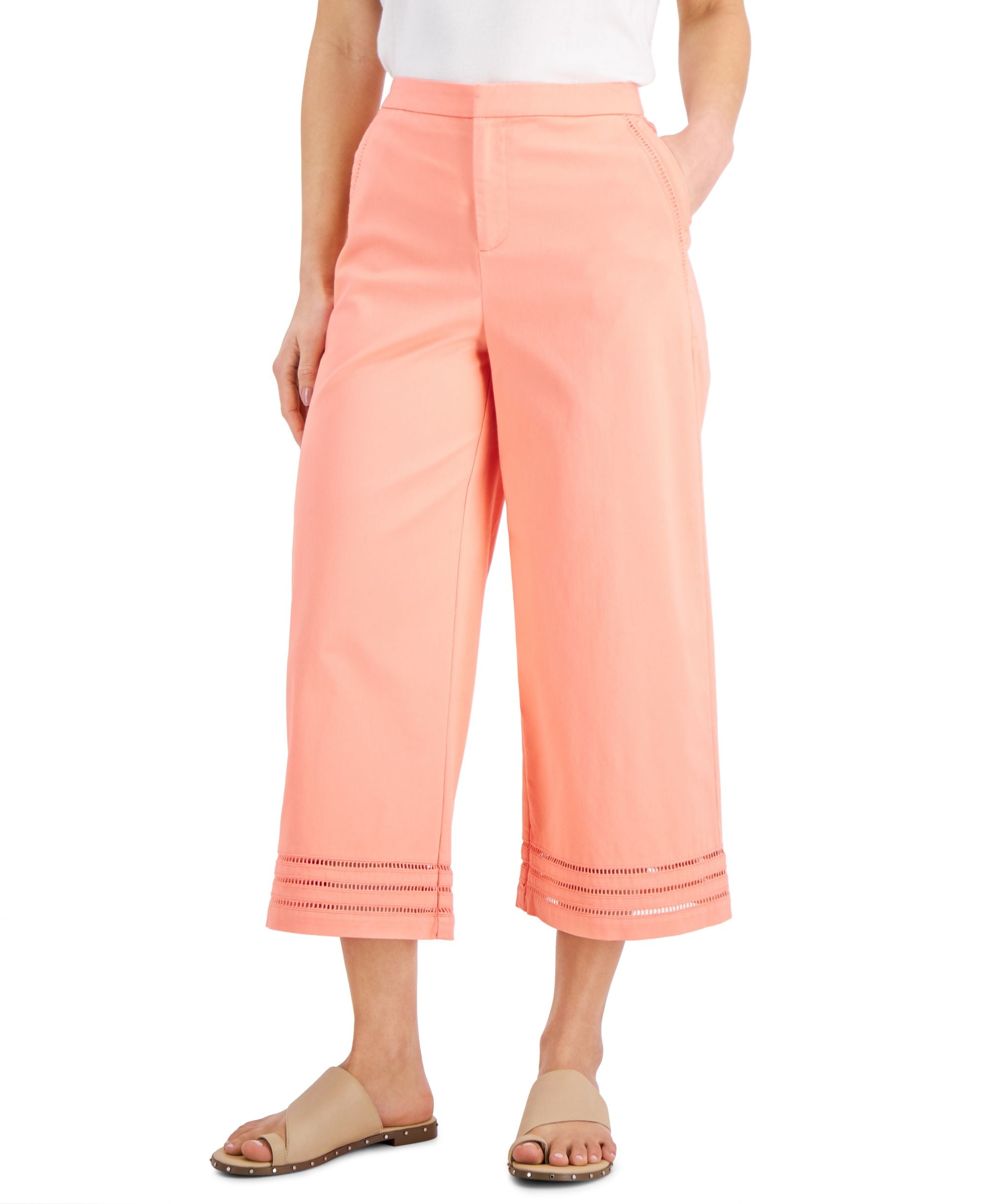 Charter Club Ladder-Stitch Wide-Leg Culottes