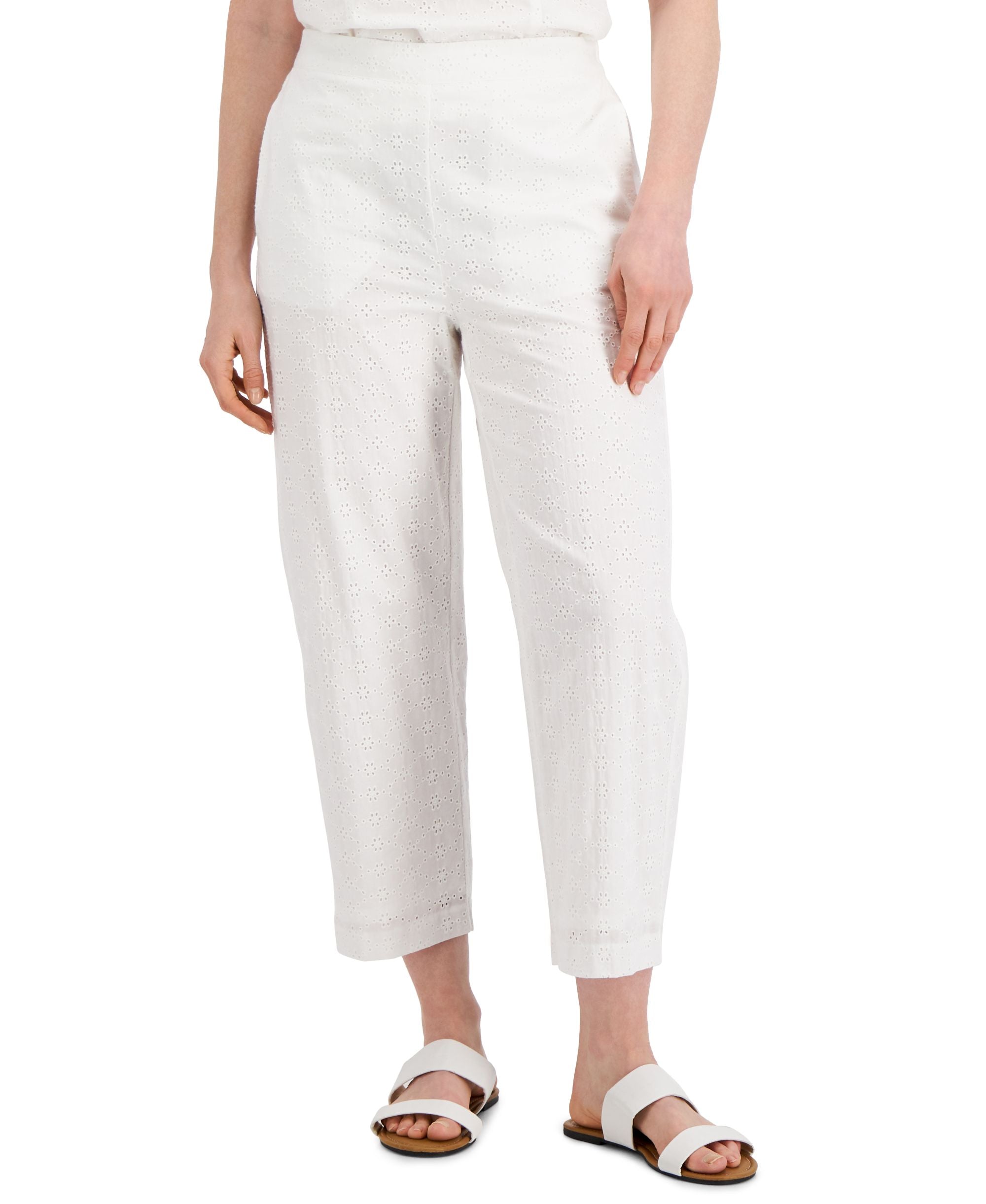 Charter Club Cropped Pointelle Pull On Pants